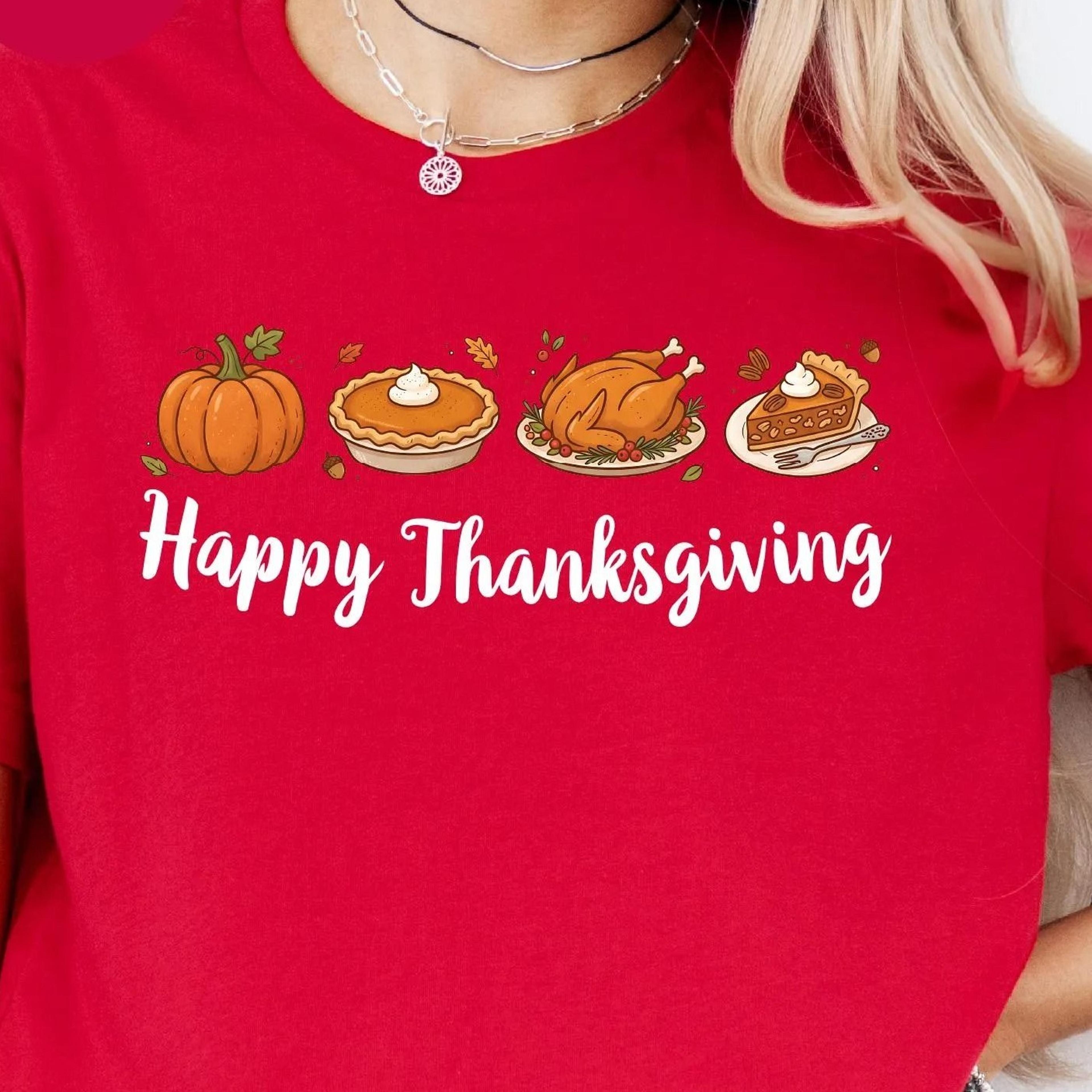 happy thanksgiving, thanksgiving food, pumpkin pie turkey, fall family gathering shirt, autumn holiday, family feast