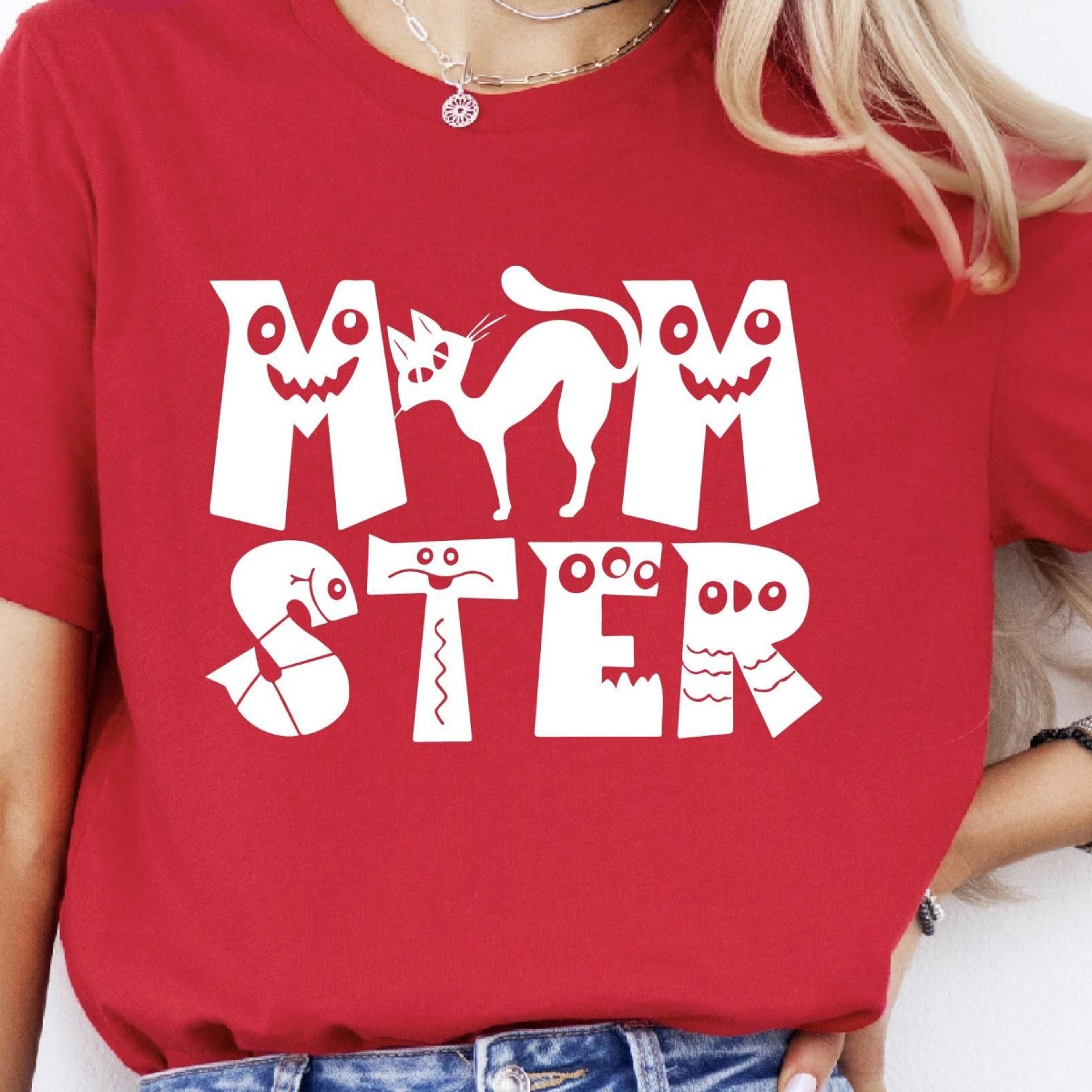 momster shirt, funny halloween cat mom tee, monster letter, spooky mom, halloween mom gift, spooky mom life