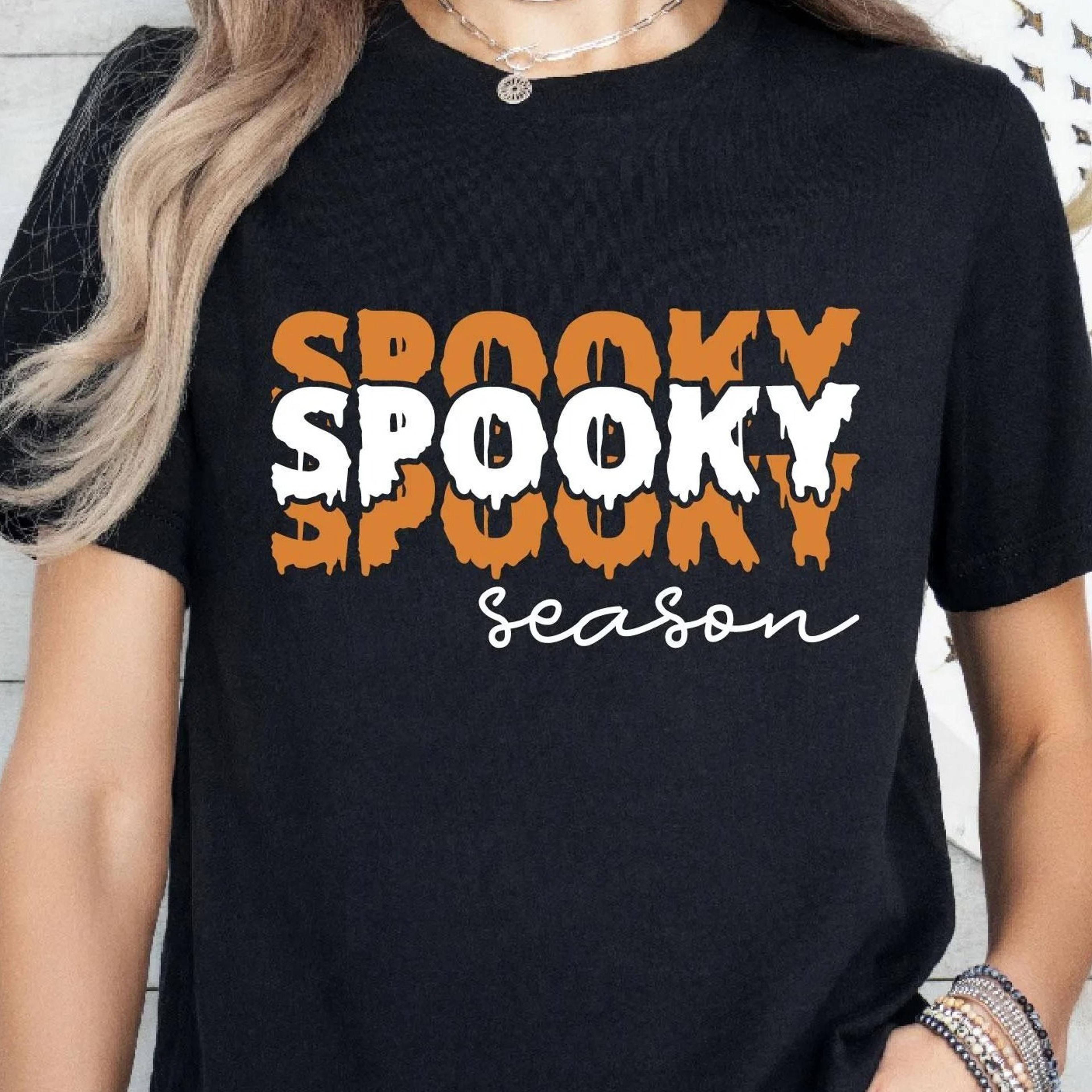 spooky halloween gift shirt, spooky season, cute fall shirt, ghost lettering, ghost shirt, trick or treat halloween