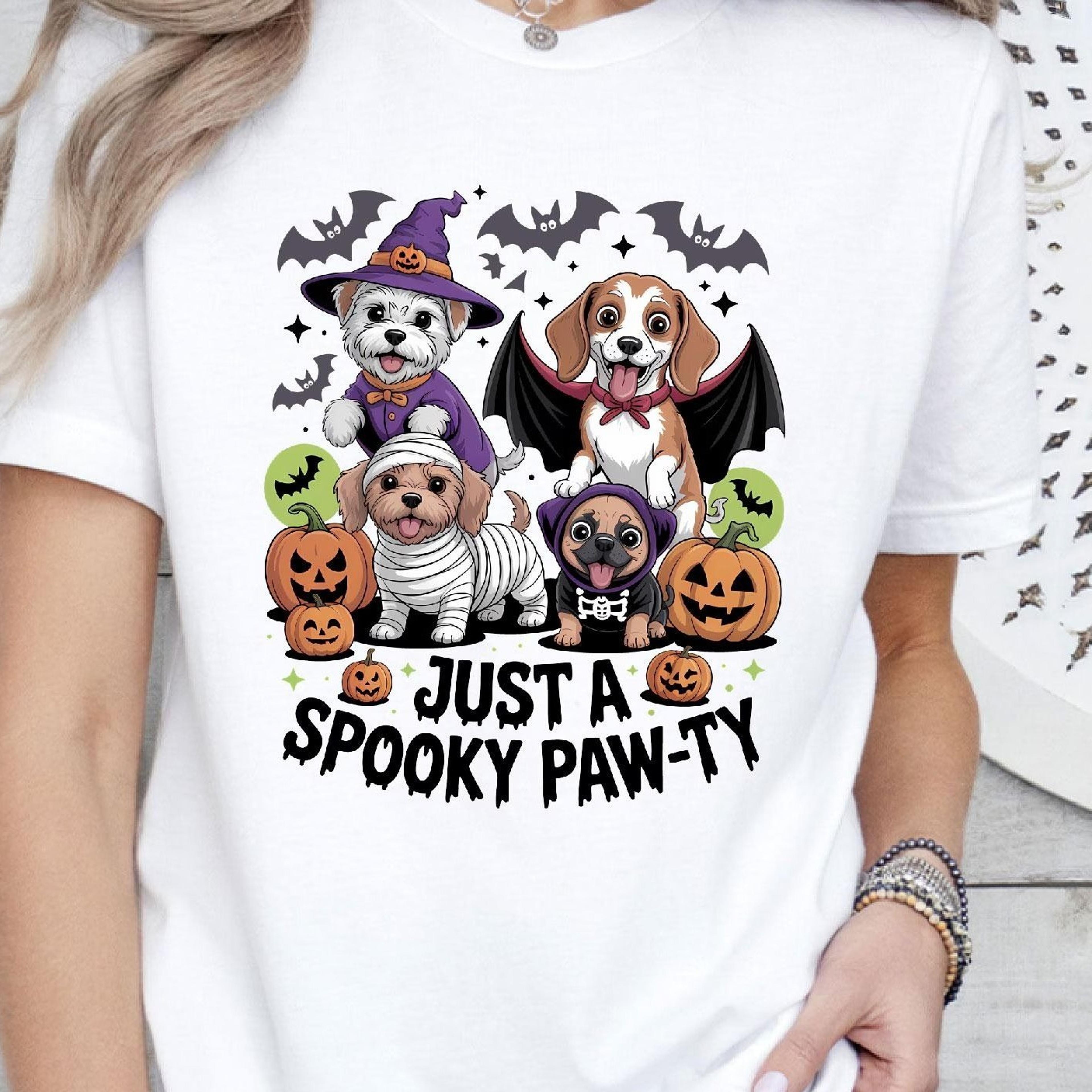 just a spooky pawty shirt, halloween dog witch hat ghost, puppy halloween, pet lover halloween, spooky pawty