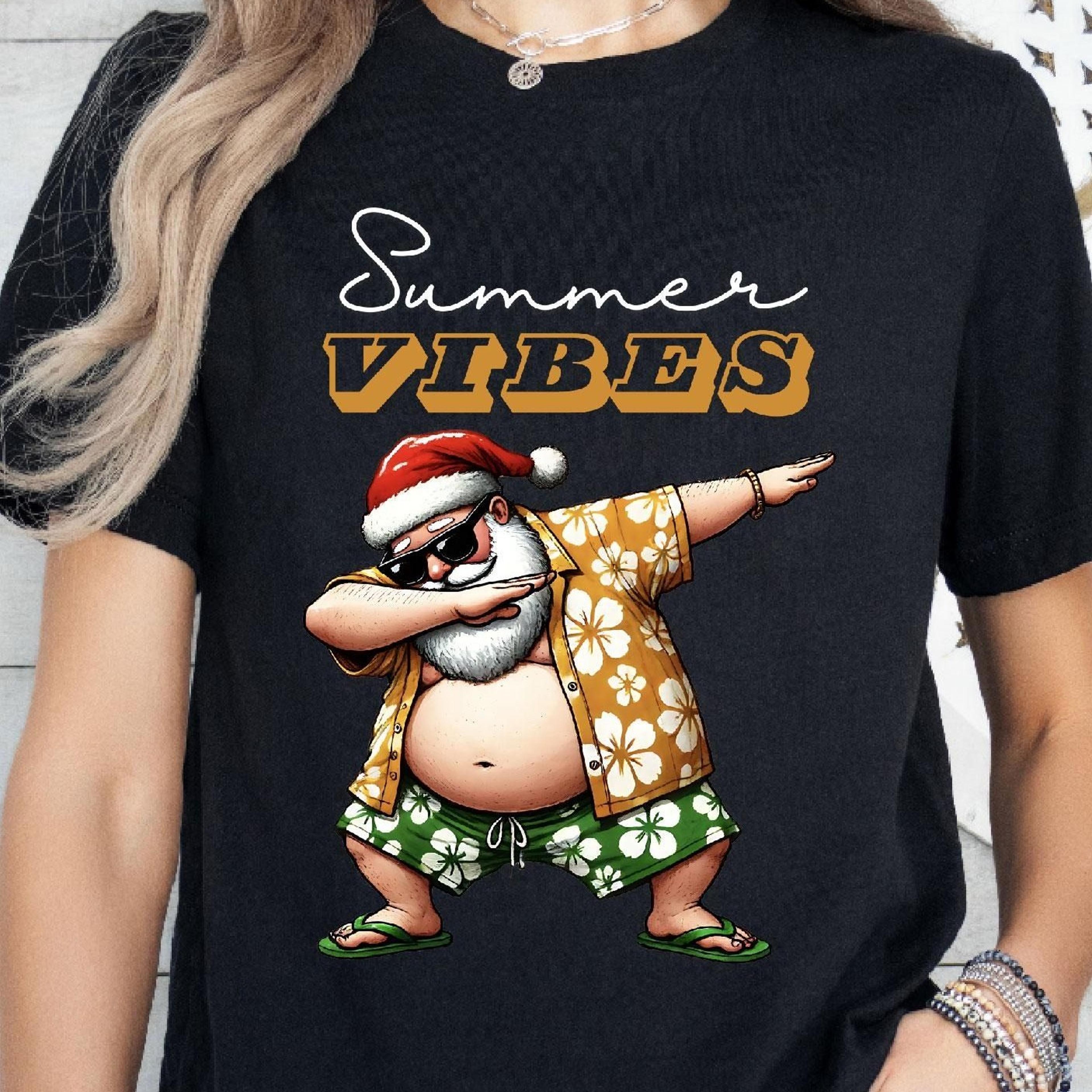 summer vibes shirt, dabbing santa shirt, beach santa tee, tropical santa shirt, summer holiday, santa vacation tee