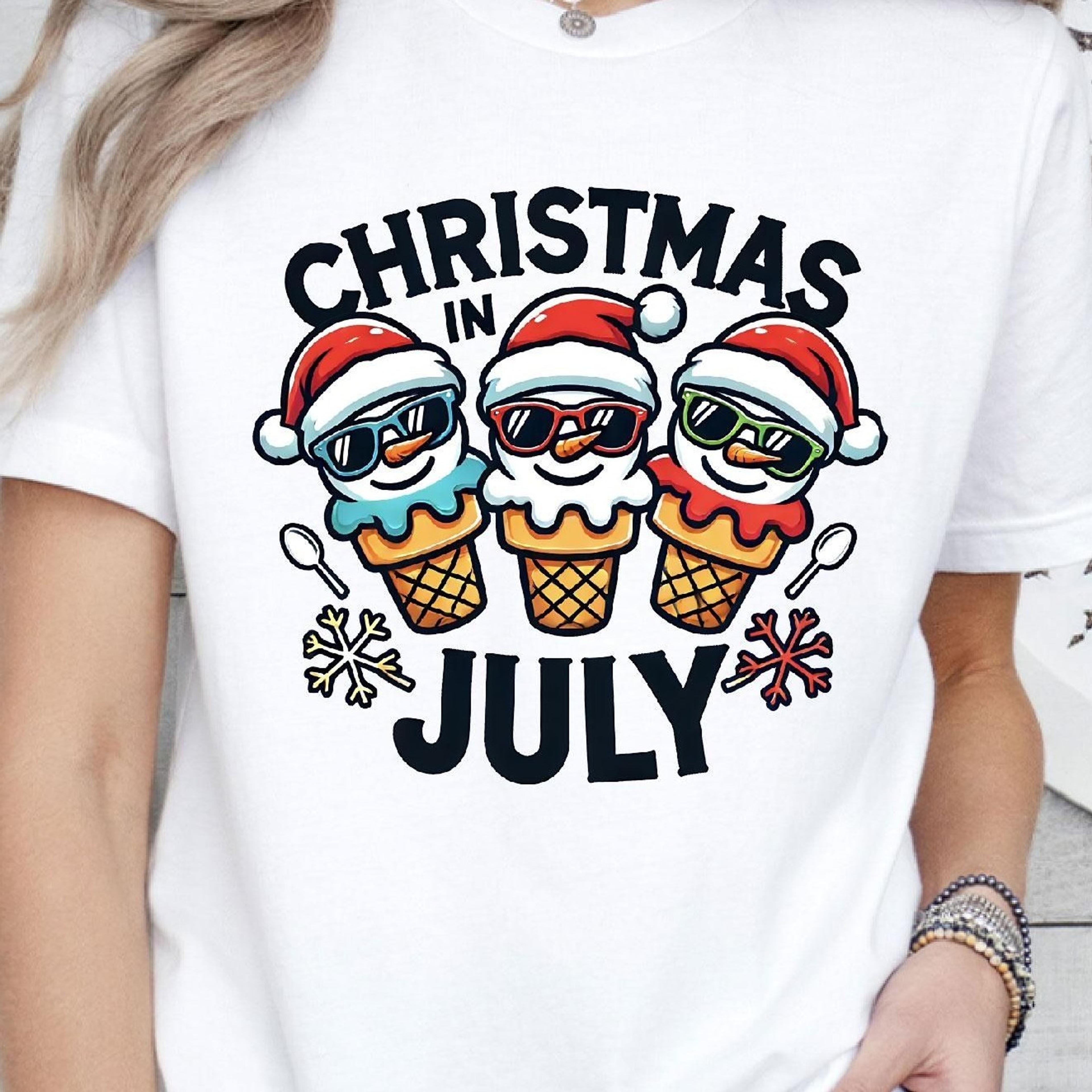 christmas in july vacation shirt, ice cream santa holiday shirt, summer christmas, santa ice cream cone tee shirt
