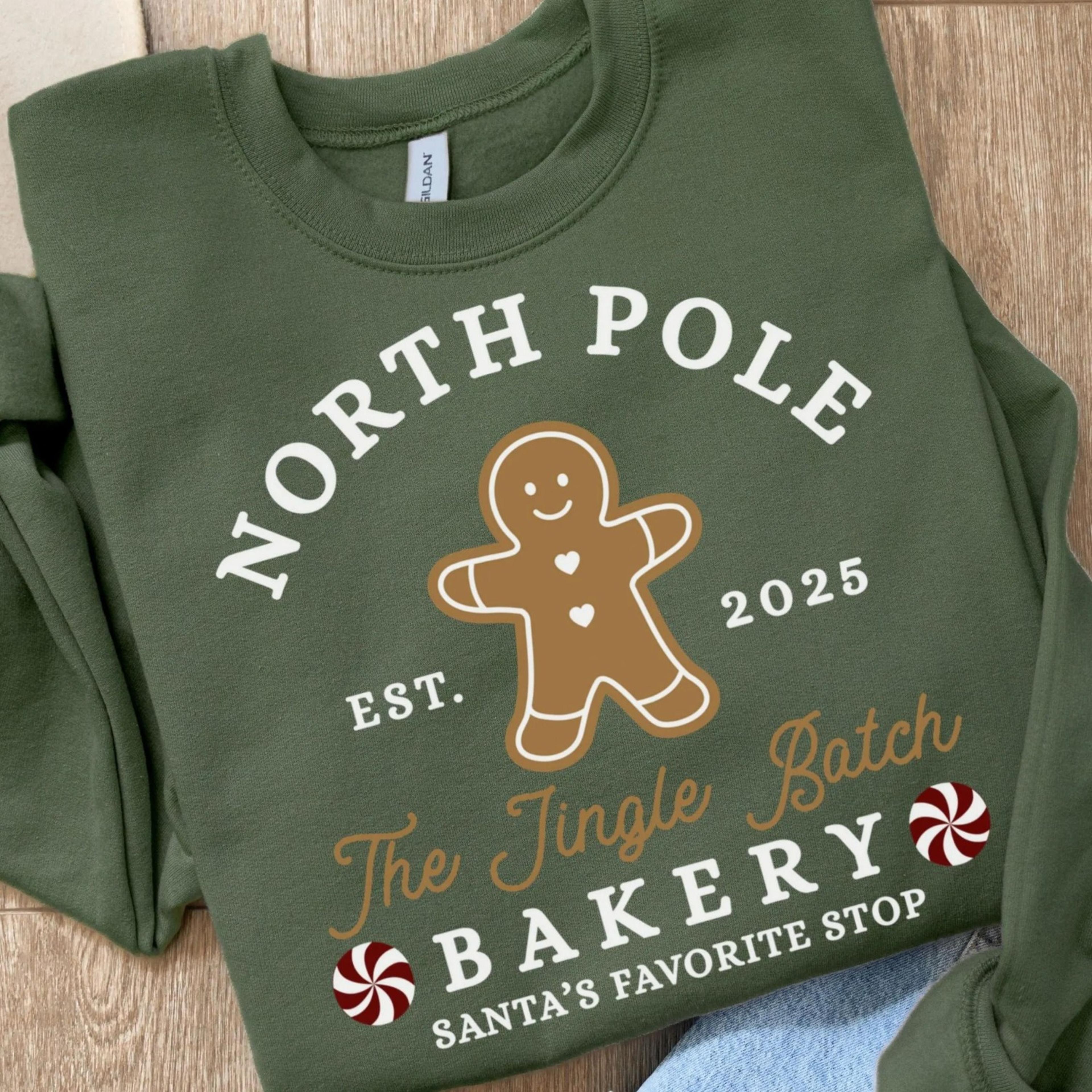 north pole christmas sweatshirt gingerbread man cookie santa sweater xmas lights silly holiday pullover cozy christmas