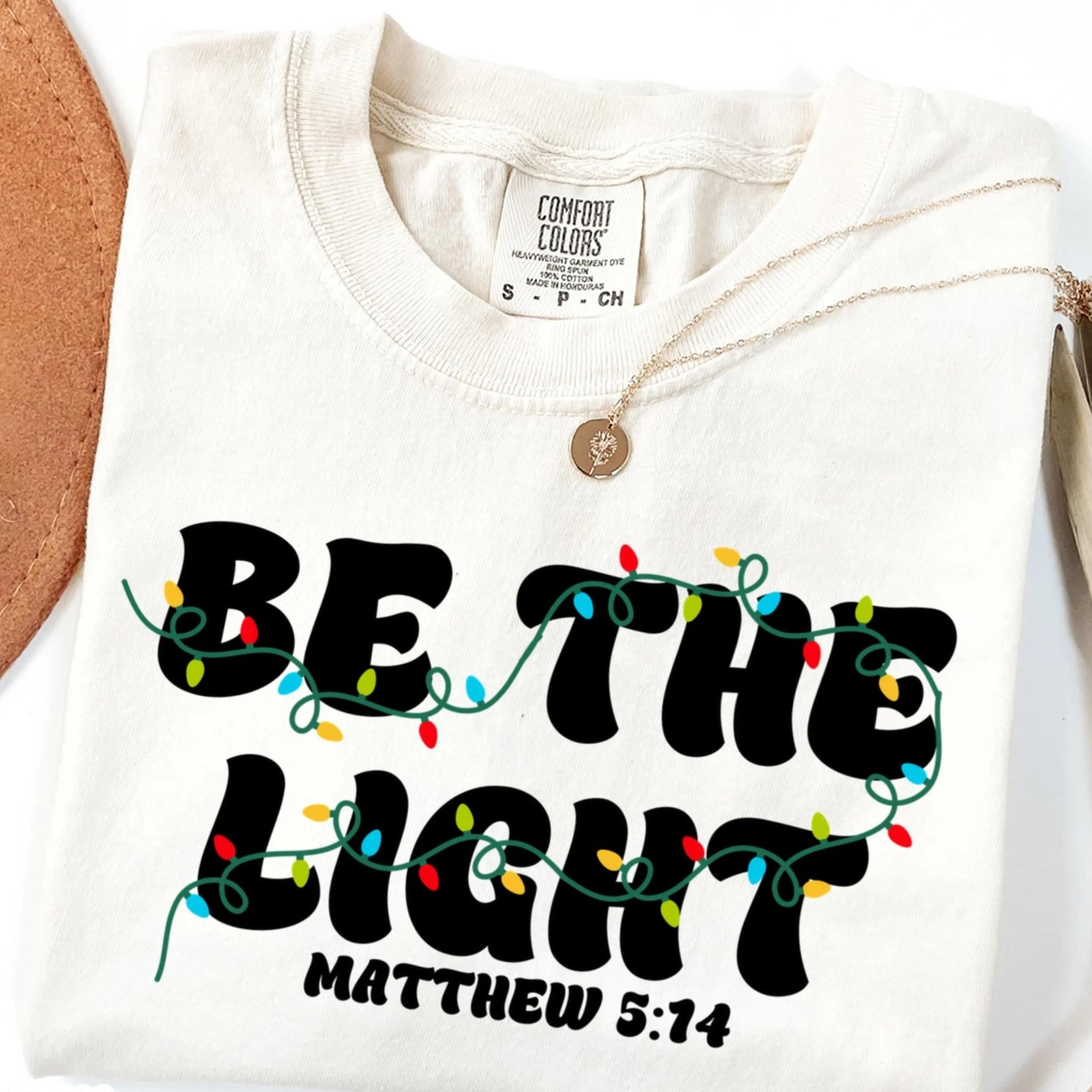 christmas shirt be the light tshirt merry xmas bible verse jesus t-shirt christian matthew holiday