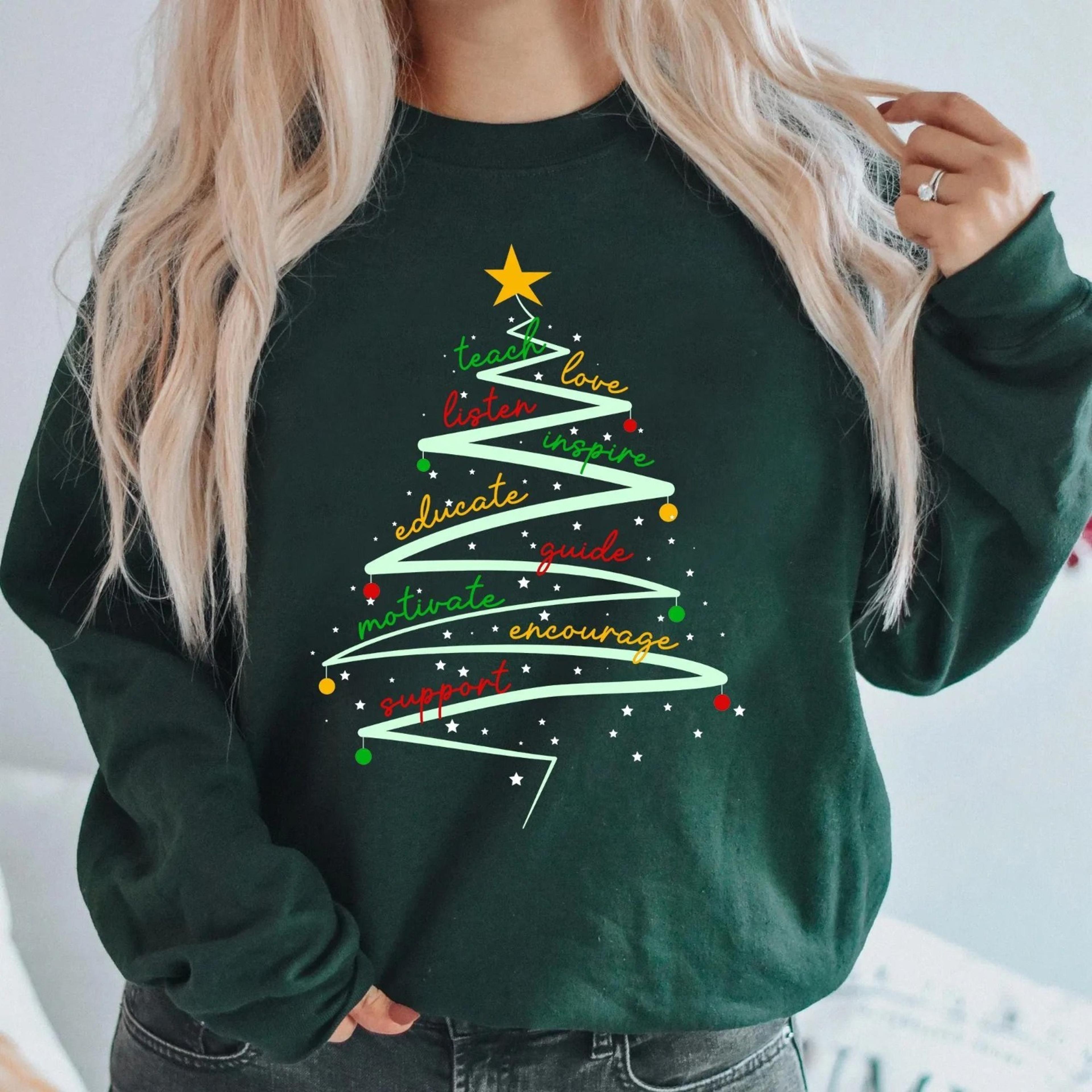 teach love inspire christmas shirt, teacher shirt, para shirt, educator shirt, teacher aides t-shirt, teaching