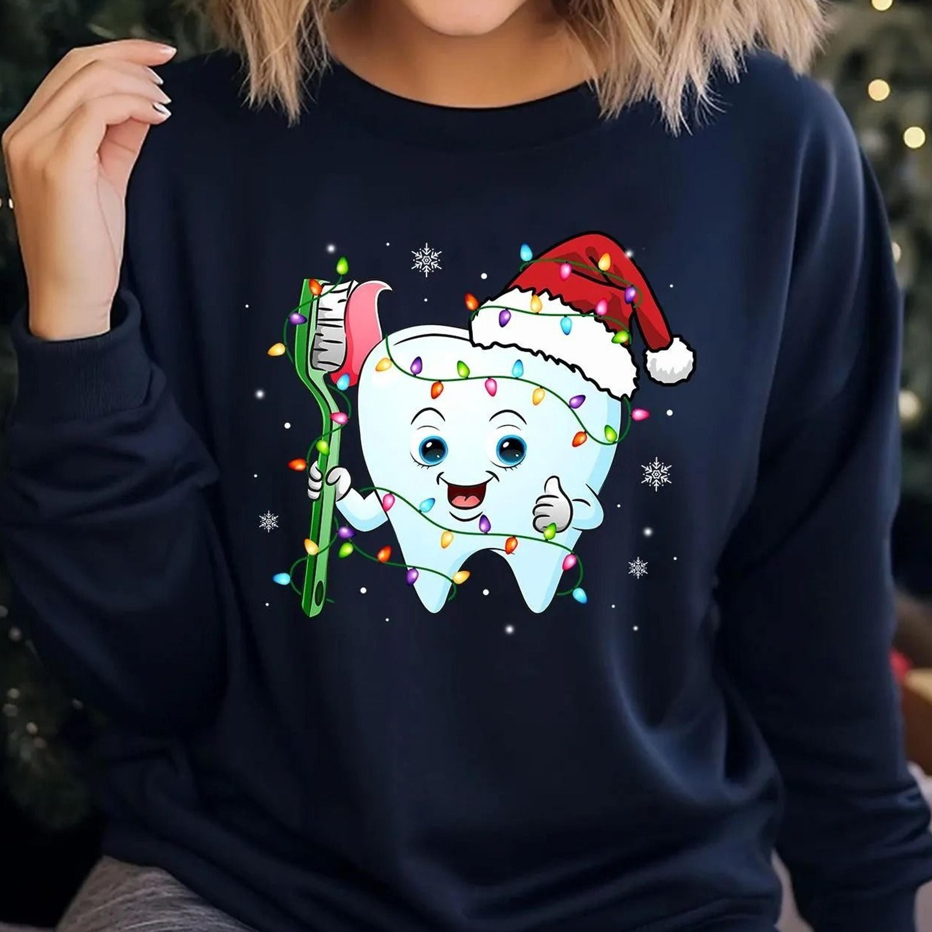 christmas dental tooth shirt, dentist shirt, dental assistant t-shirt, dental hygienist gift, christmas gift for dentist
