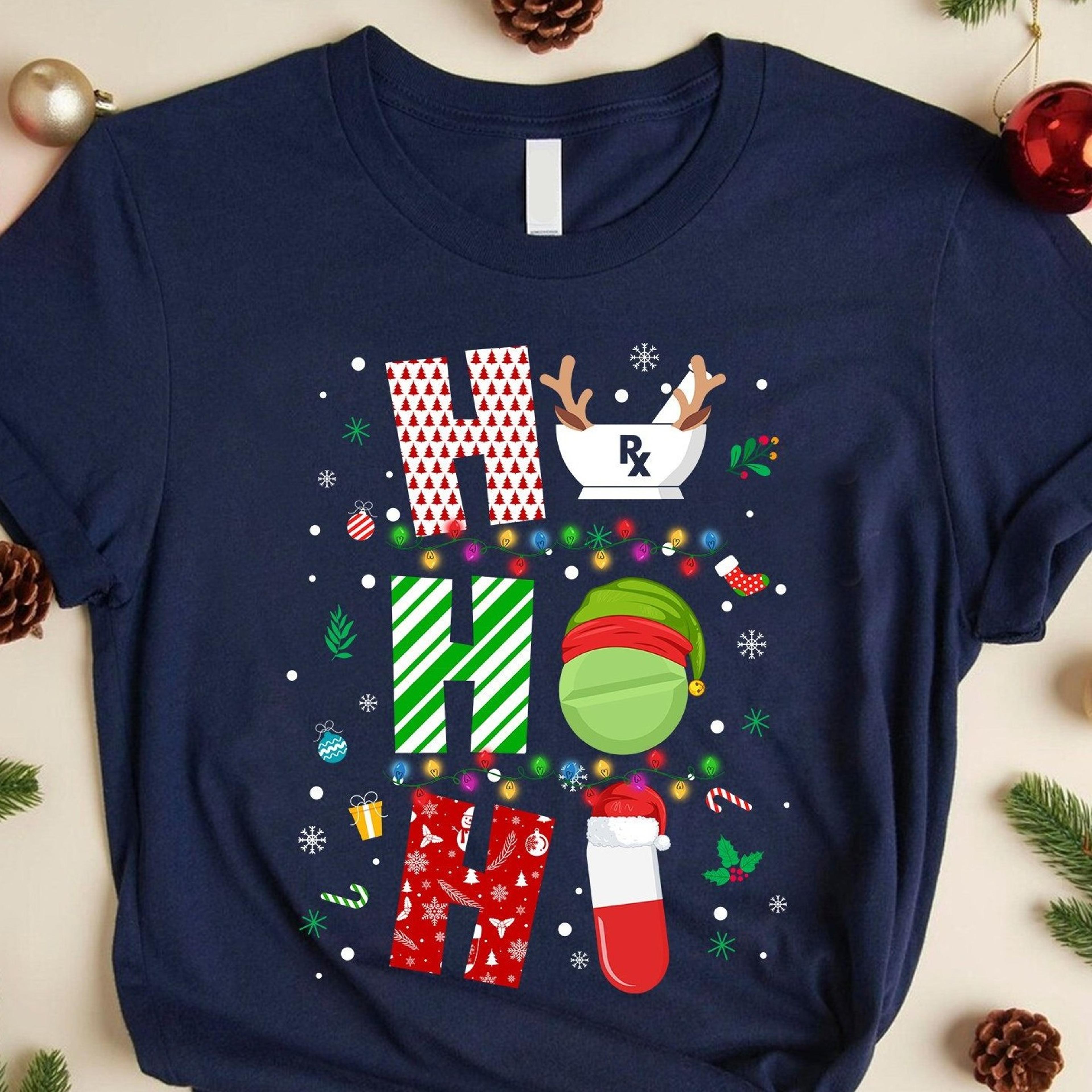 ho ho ho christmas pharmacy shirt, pharmacist shirt, pharmacy technician shirt, pharmacist christmas shirt