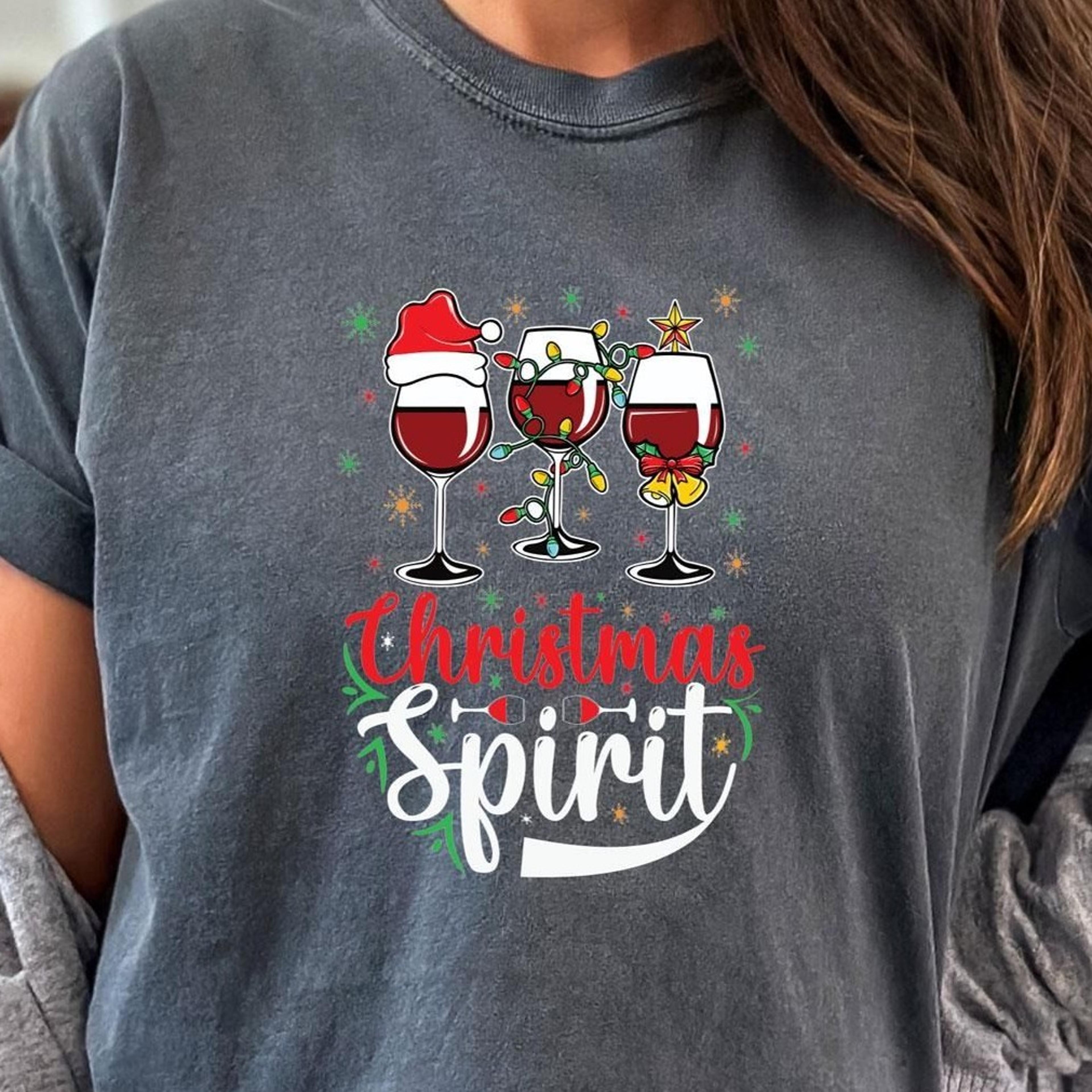 christmas spirit shirt, soft vintage style tee, graphic logo t-shirt, christmas gifts, christmas drinks shirt