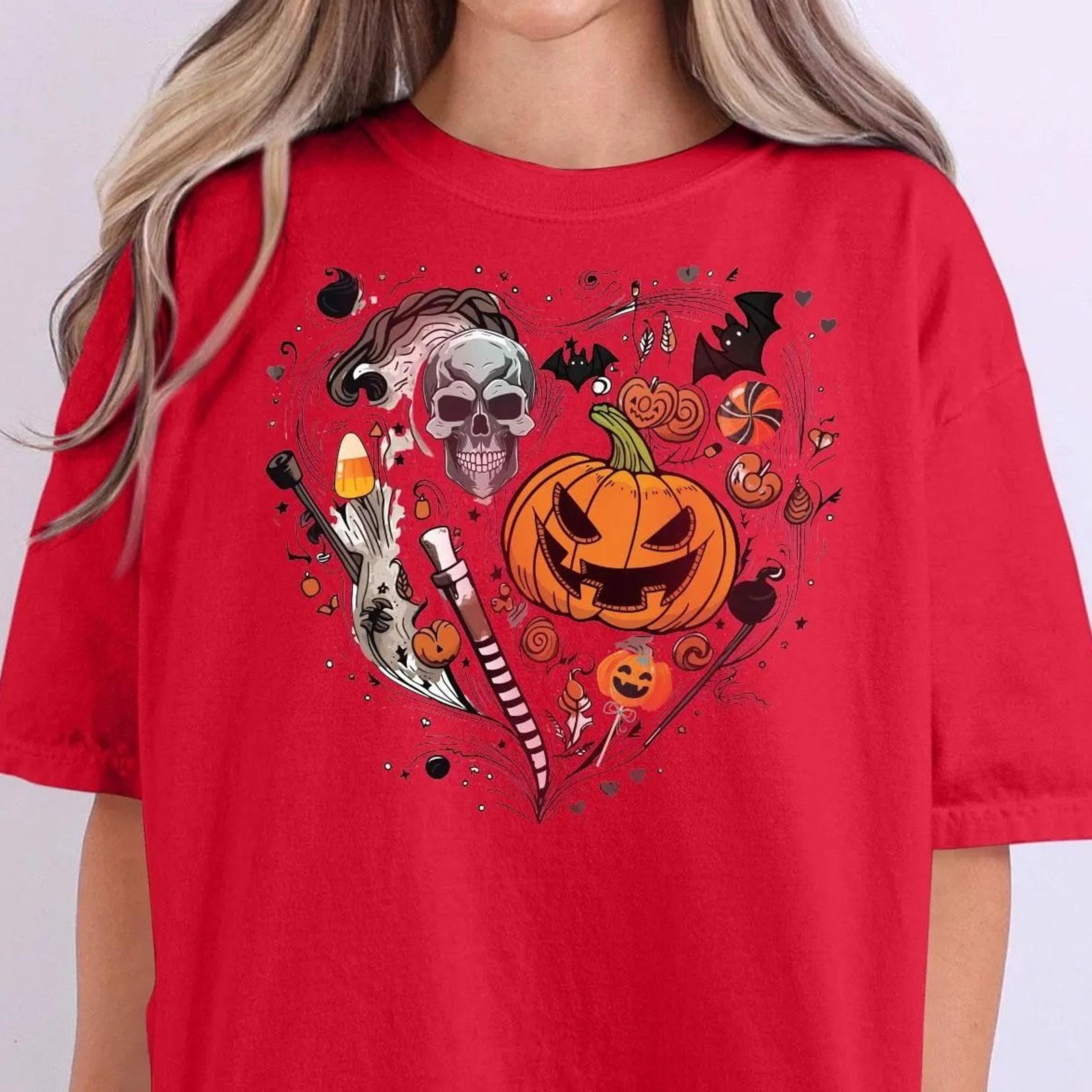 halloween doodles heart shirt, spooky vibes t-shirt, cute halloween shirt, happy halloween shirt