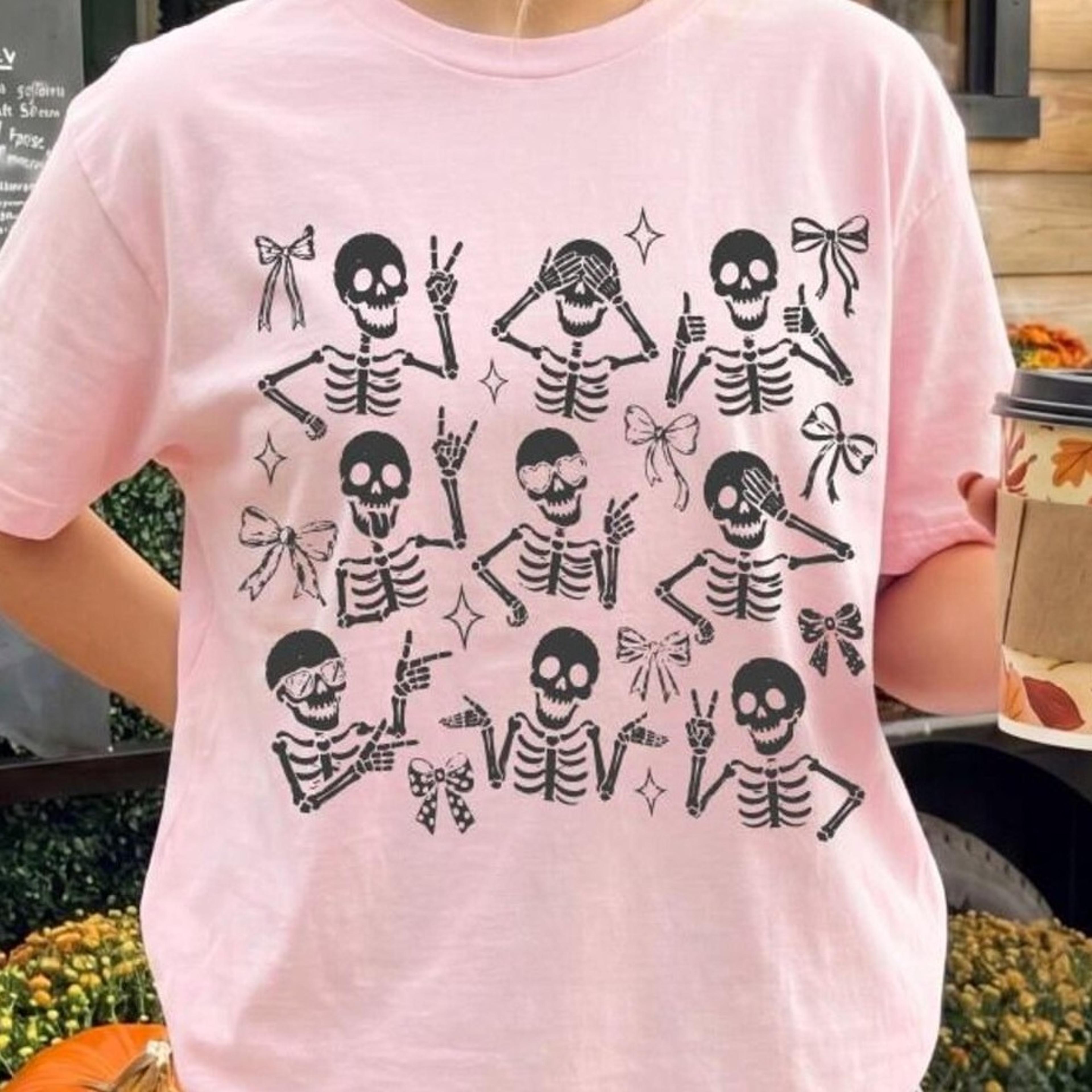 dancing skeletons shirt, funny halloween skeleton tee, spooky season shirt