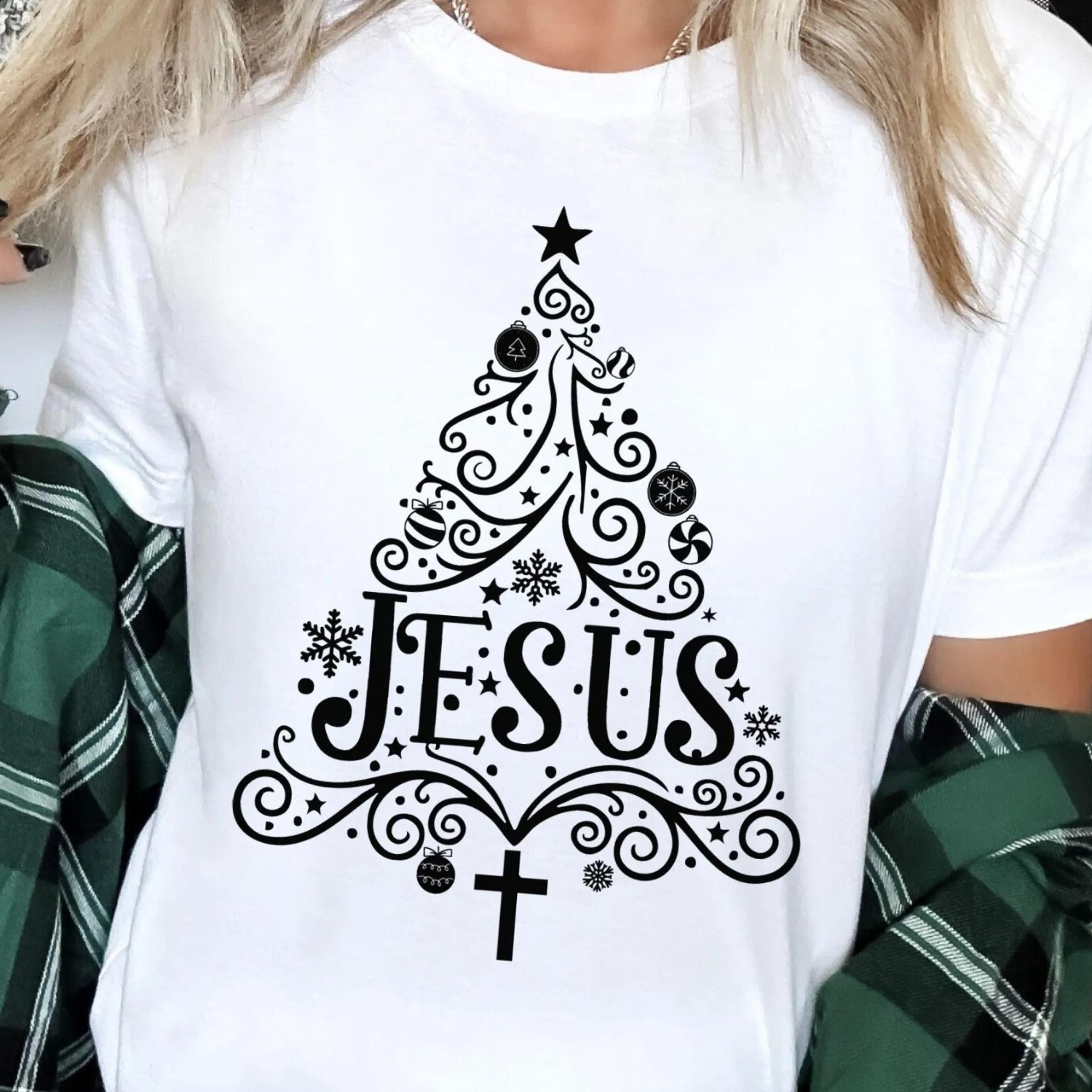 jesus christmas tree shirt, christian christmas t-shirt, bible verse xmas tee, bible quote christmas sweat, christian