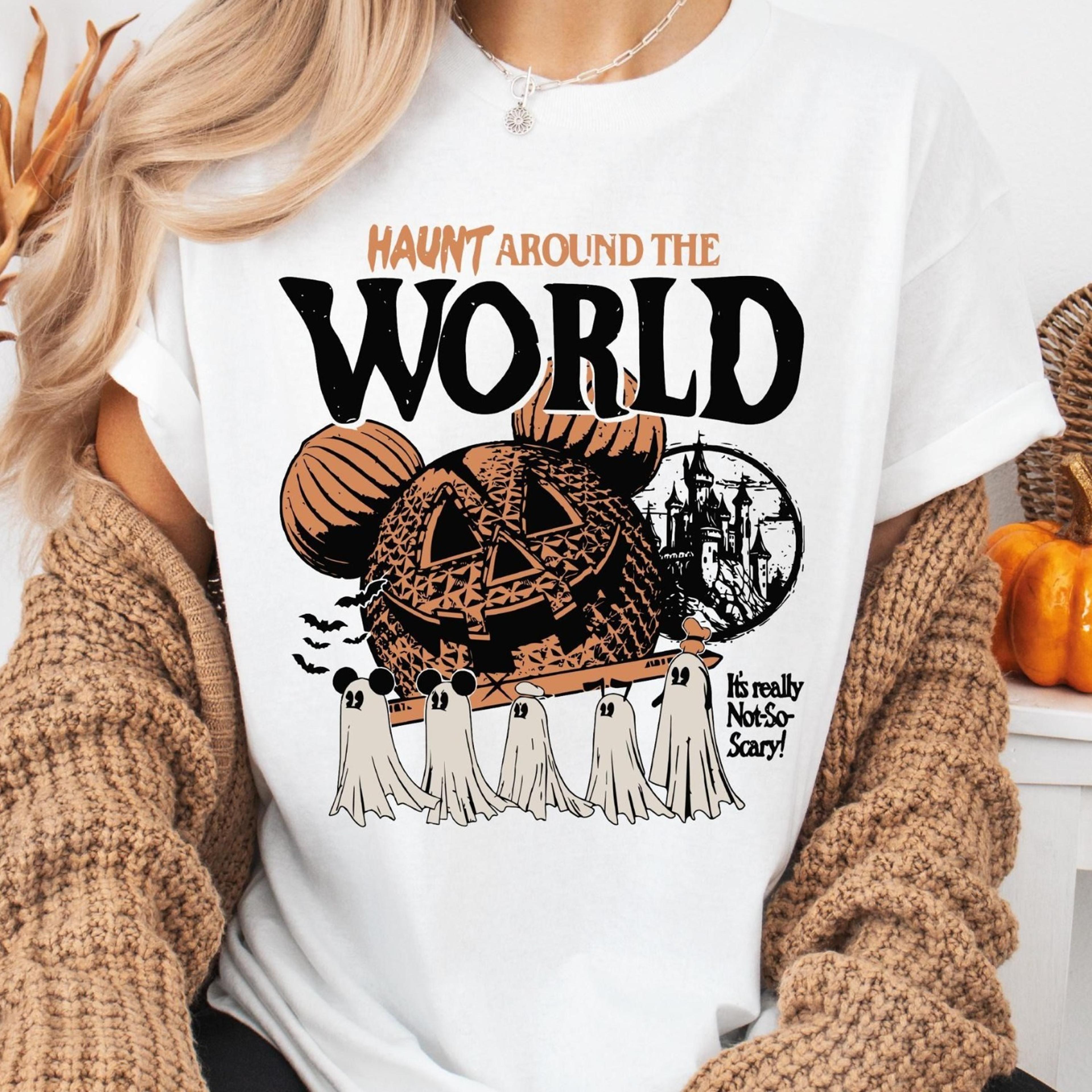 halloween shirt, haunt around the world shirt, halloween pumpkin sweatshirt