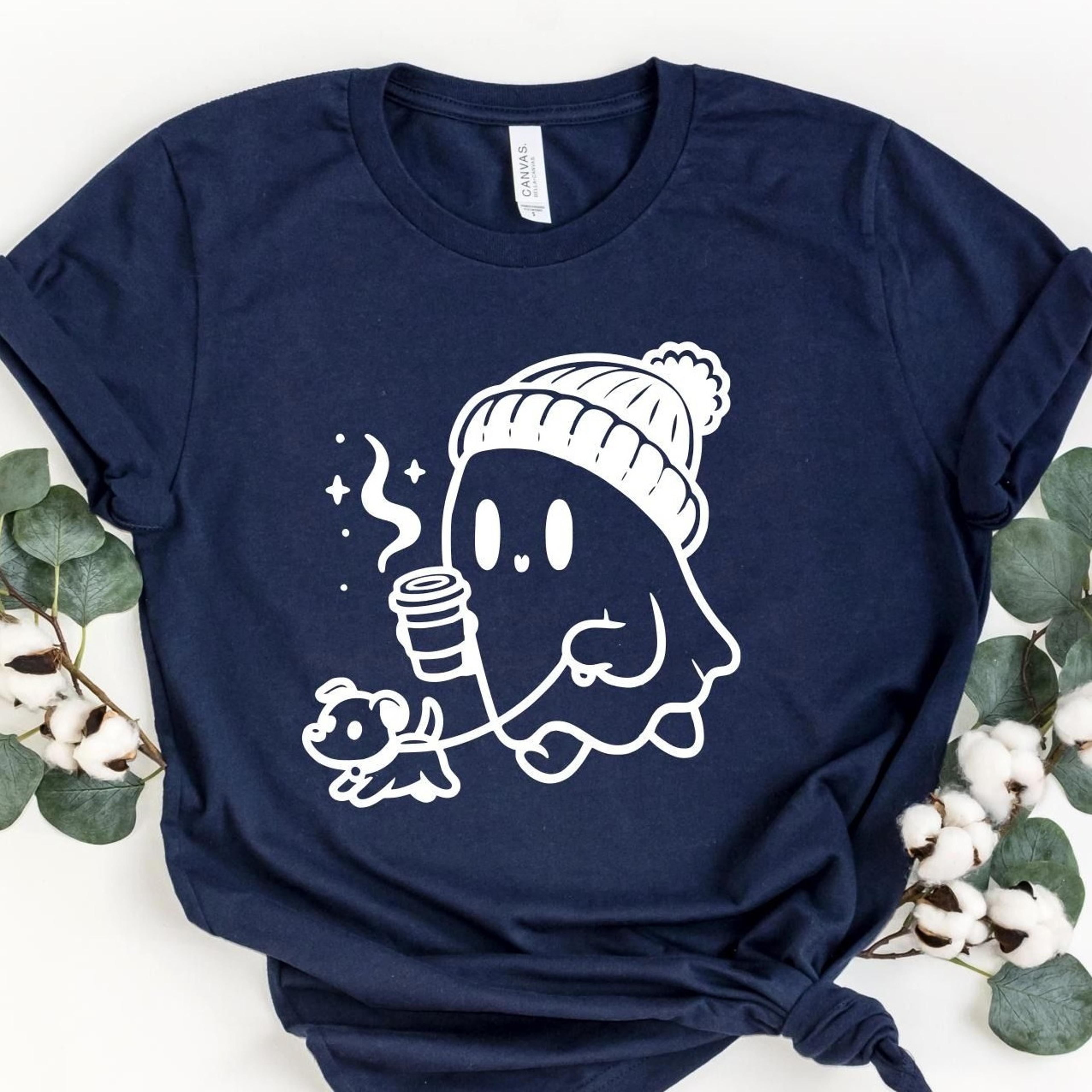 cute ghost shirt, ghost and dog tee, halloween ghost shirt, funny halloween shirt, sweet ghost tee, halloween dog tee