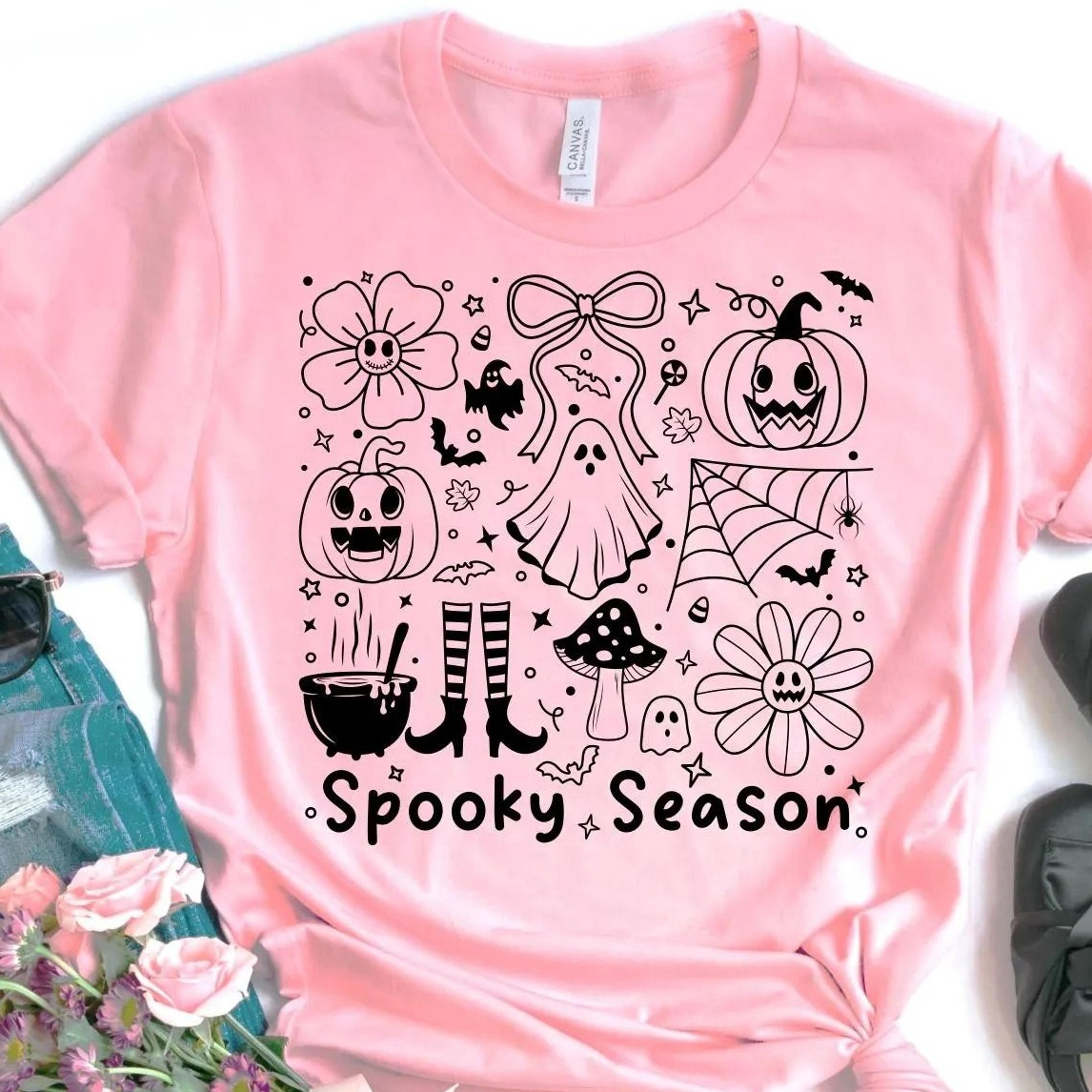 spooky flower tee, happy halloween tee, spooky season shirt, halloween shirt, spooky vibes tee, cute halloween shirt