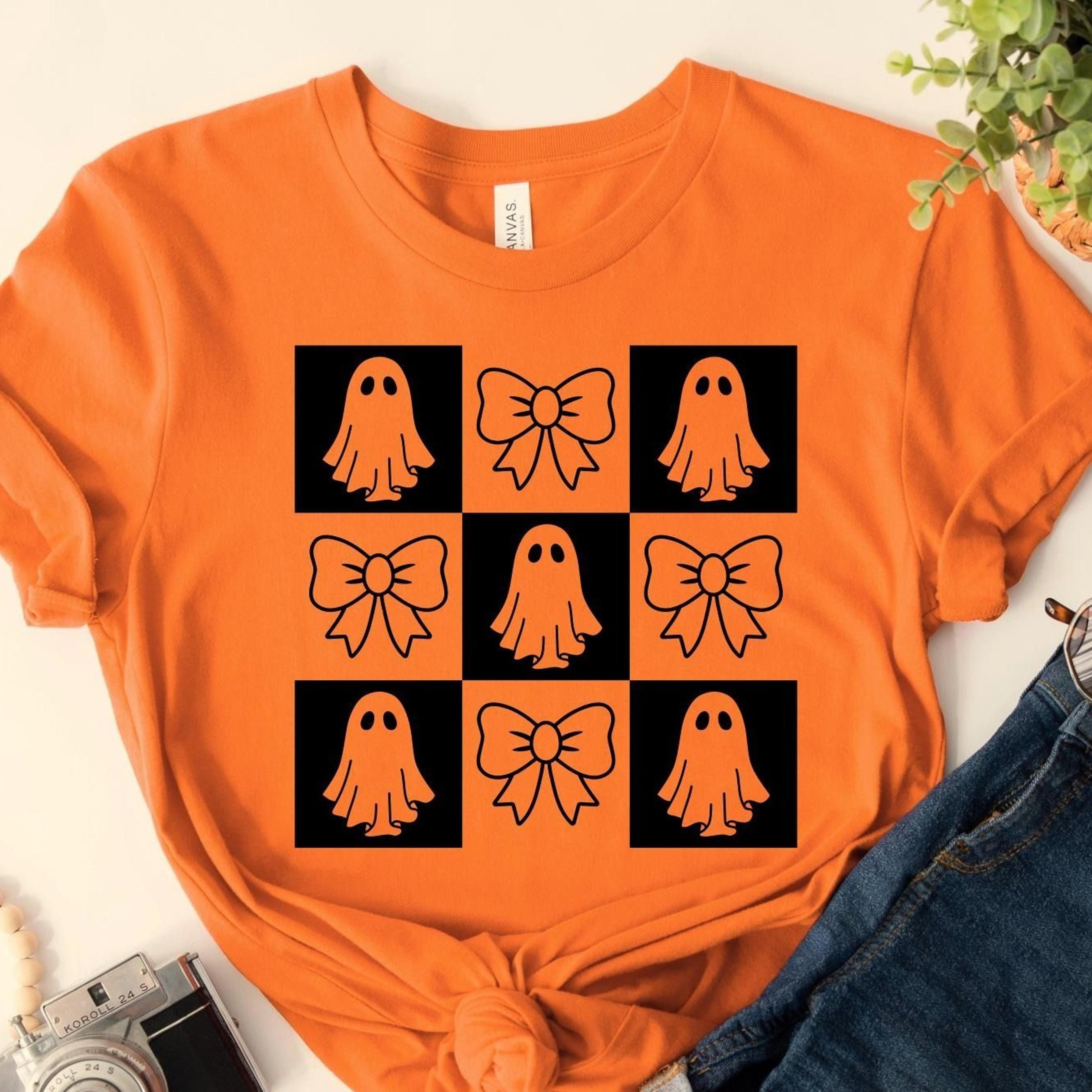 checkered ghost shirt, retro checkered ghost tee, coquette halloween shirt, distressed halloween shirt, halloween ghost