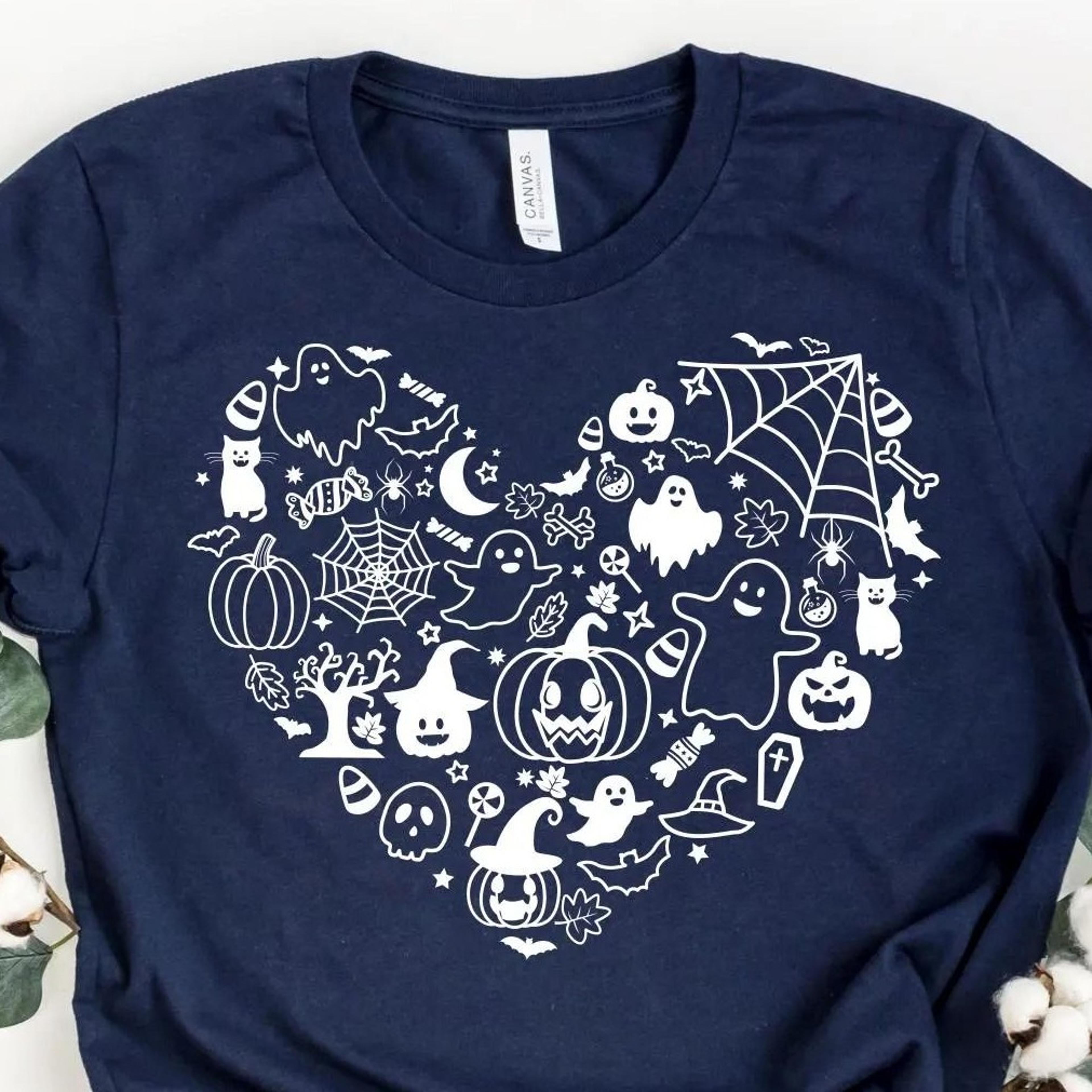 halloween heart tee, spooky season tee, halloween shirt, halloween gift tee, ghost heart shirt, cute ghost shirt