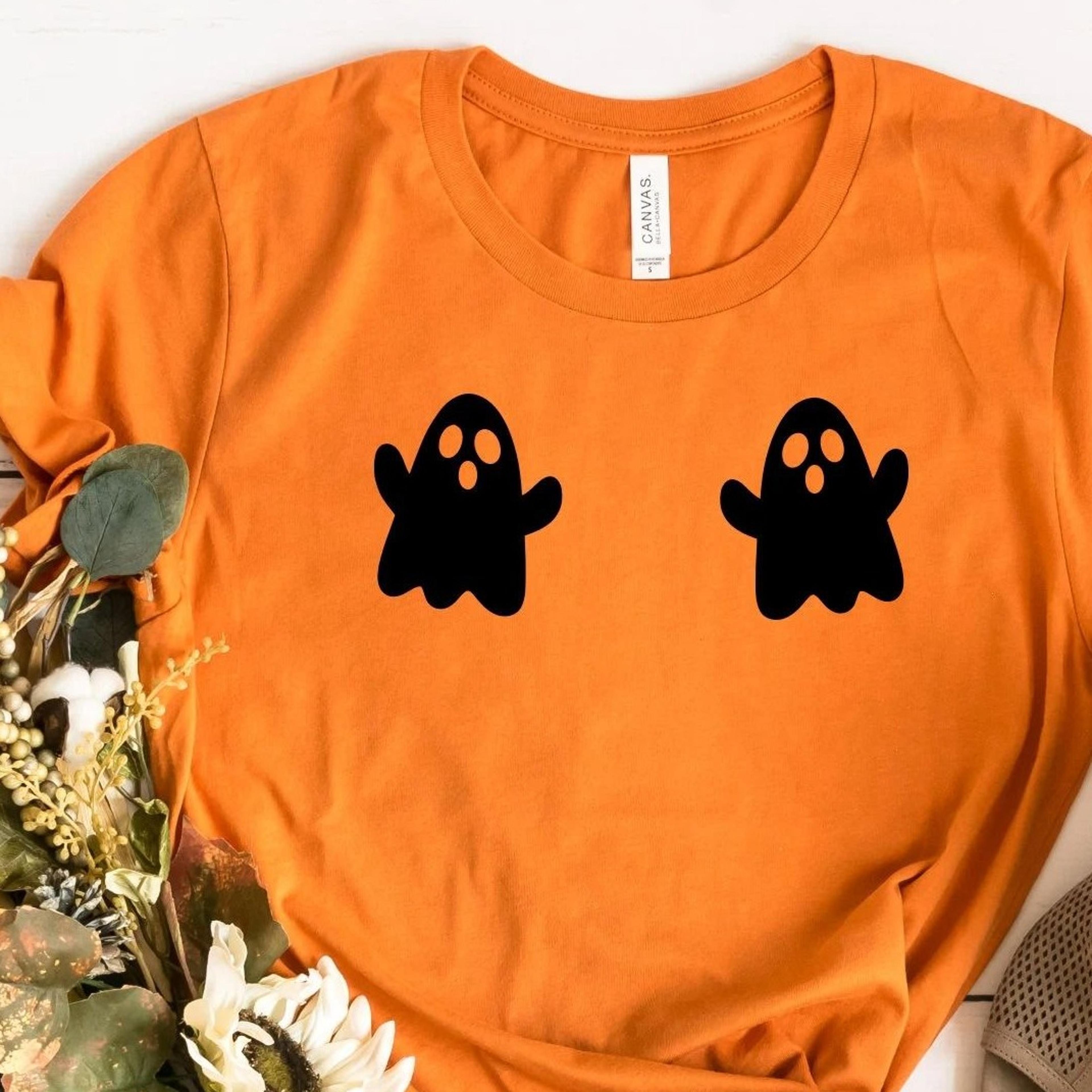 ghost boobs shirt, sarcastic halloween shirt, women's halloween, halloween gift, ghost bra shirt, horror tee, halloween