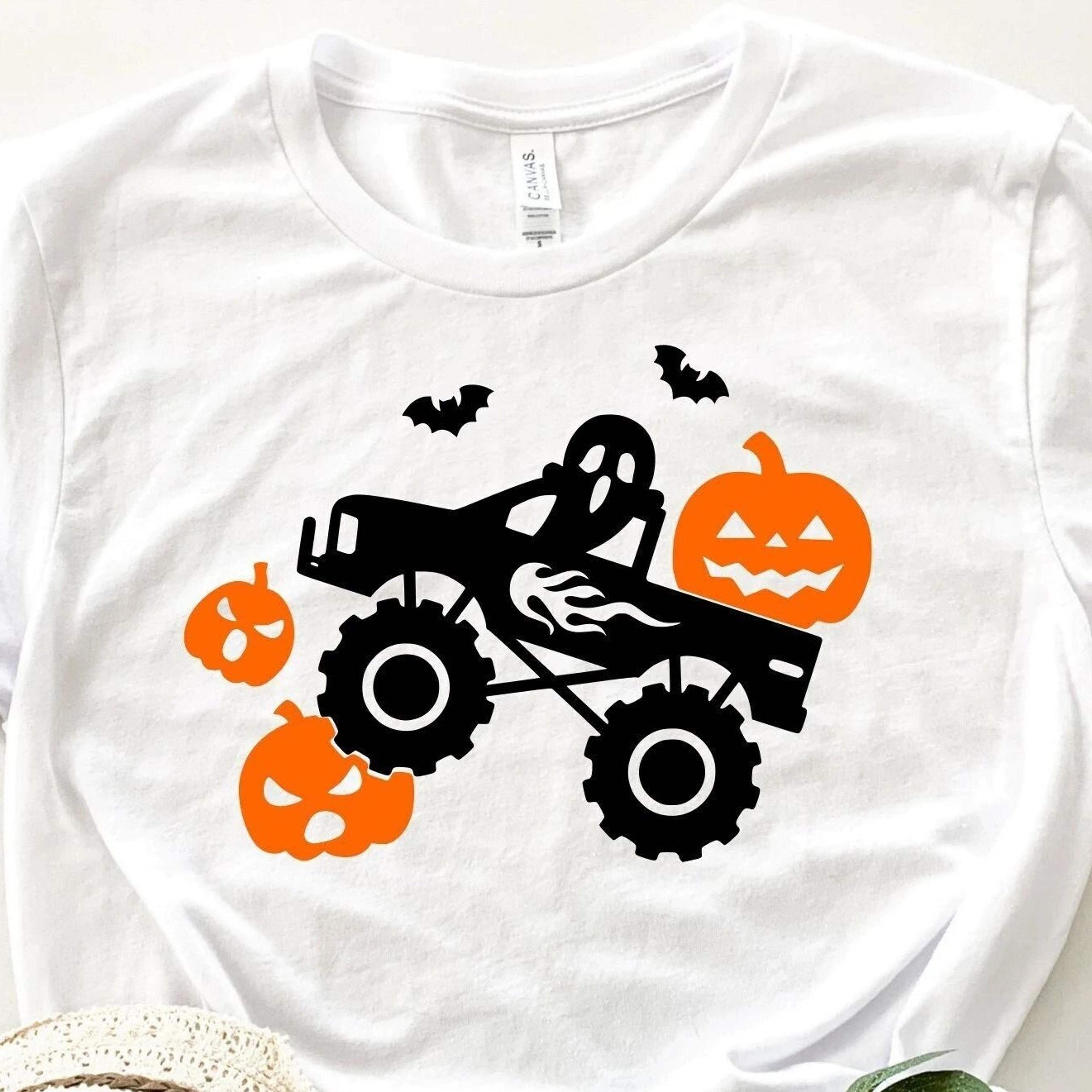 halloween pumpkin truck shirt, pumpkin truck shirt, monster truck shirt, ghost truck, pumpkin crusher smasher shirt