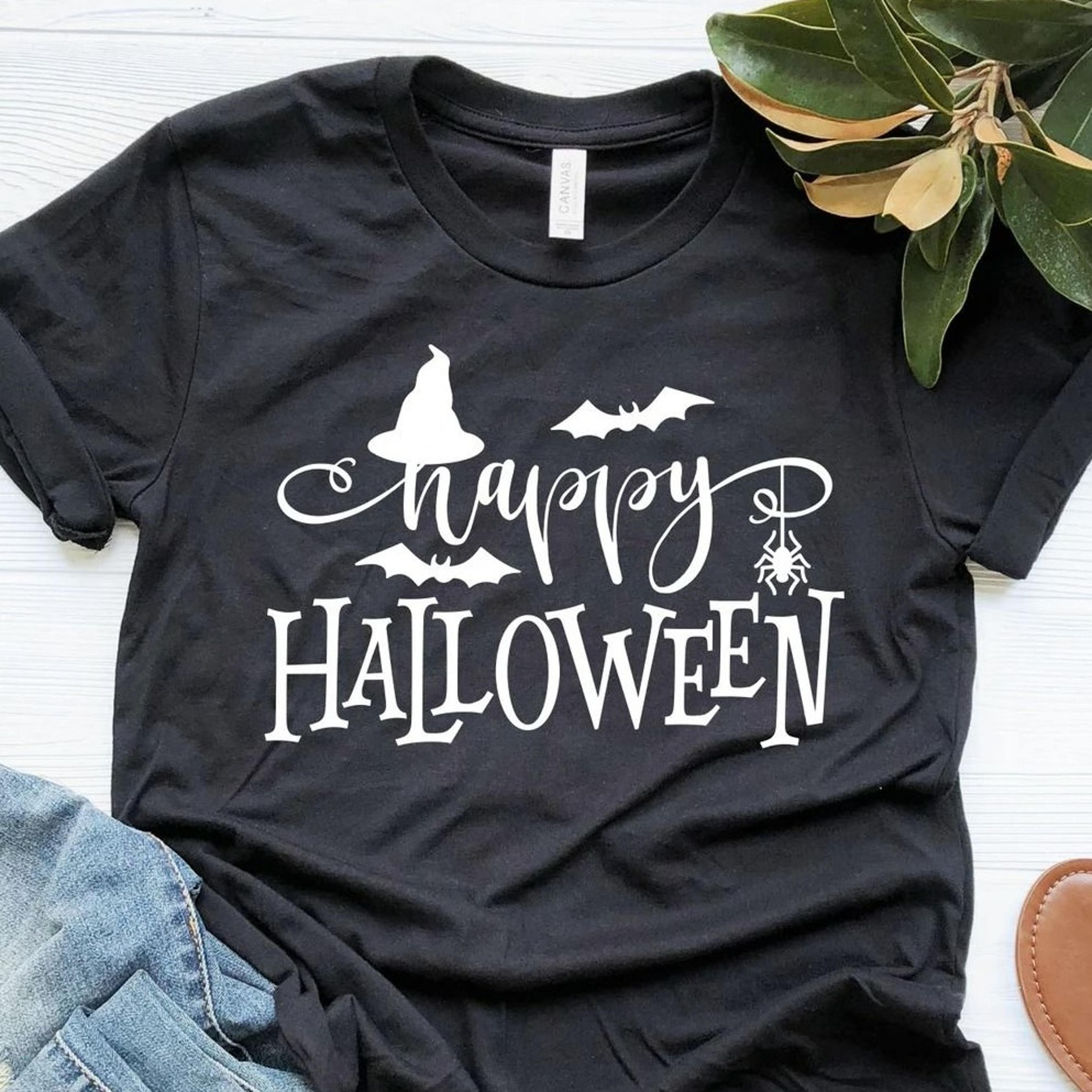 happy halloween shirt, halloween shirt, funny halloween shirt, halloween shirt with hat, halloween gift, cute halloween