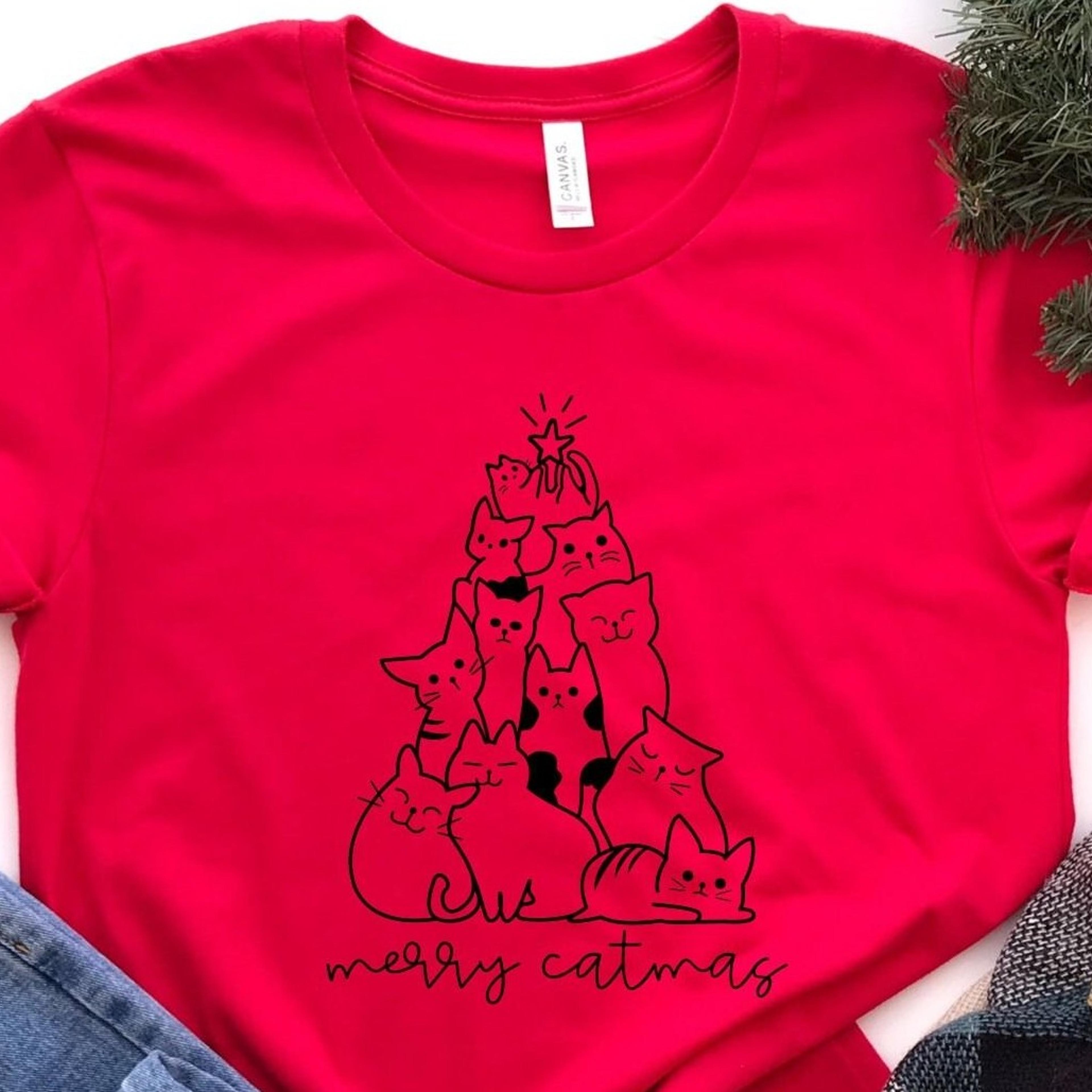merry catmas shirt, cat christmas shirt, cat christmas tree shirt, cat mom shirt, cat lover shirt, christmas gift shirt,
