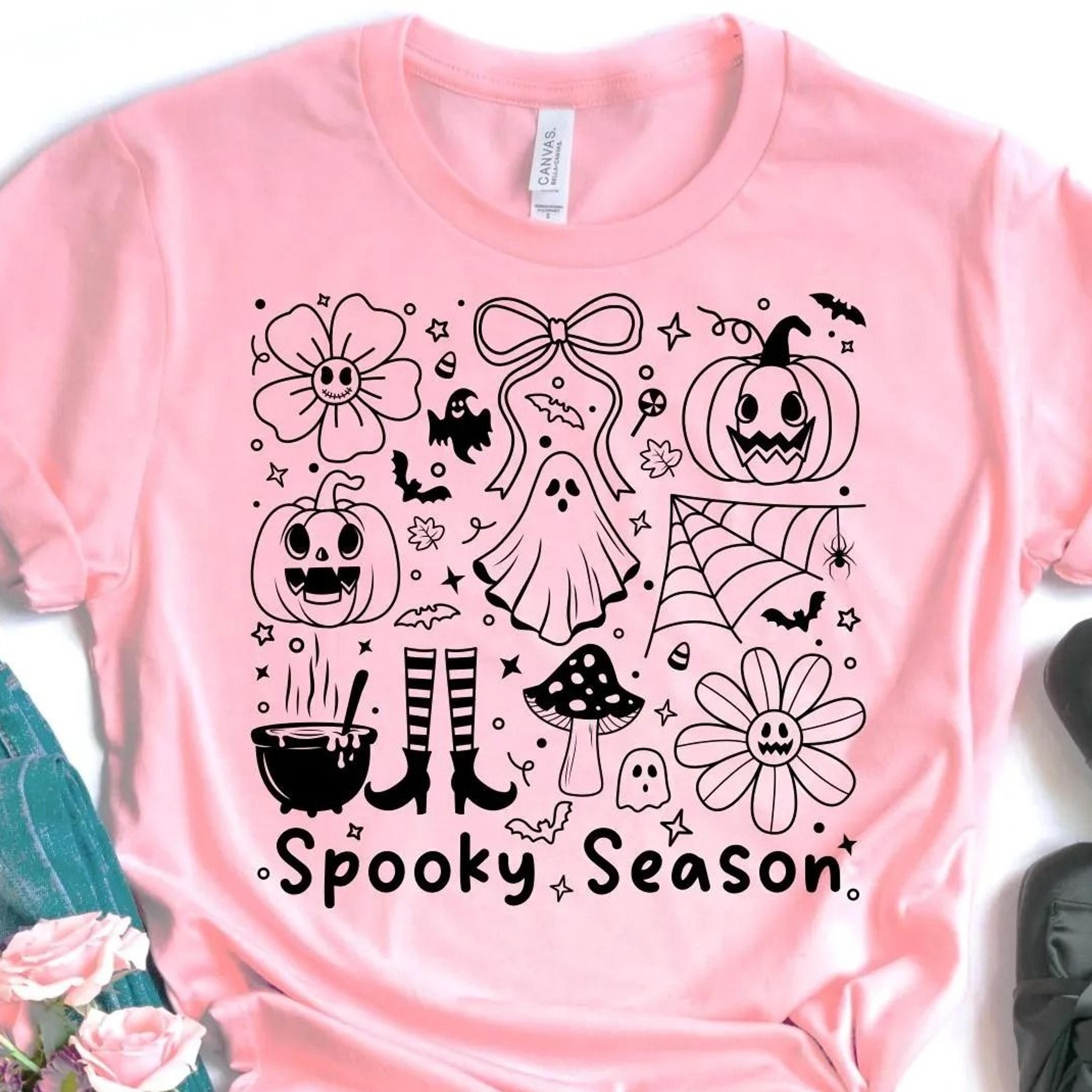 spooky flower tee, happy halloween tee, spooky season shirt, halloween shirt, spooky vibes tee, cute halloween shirt, fu