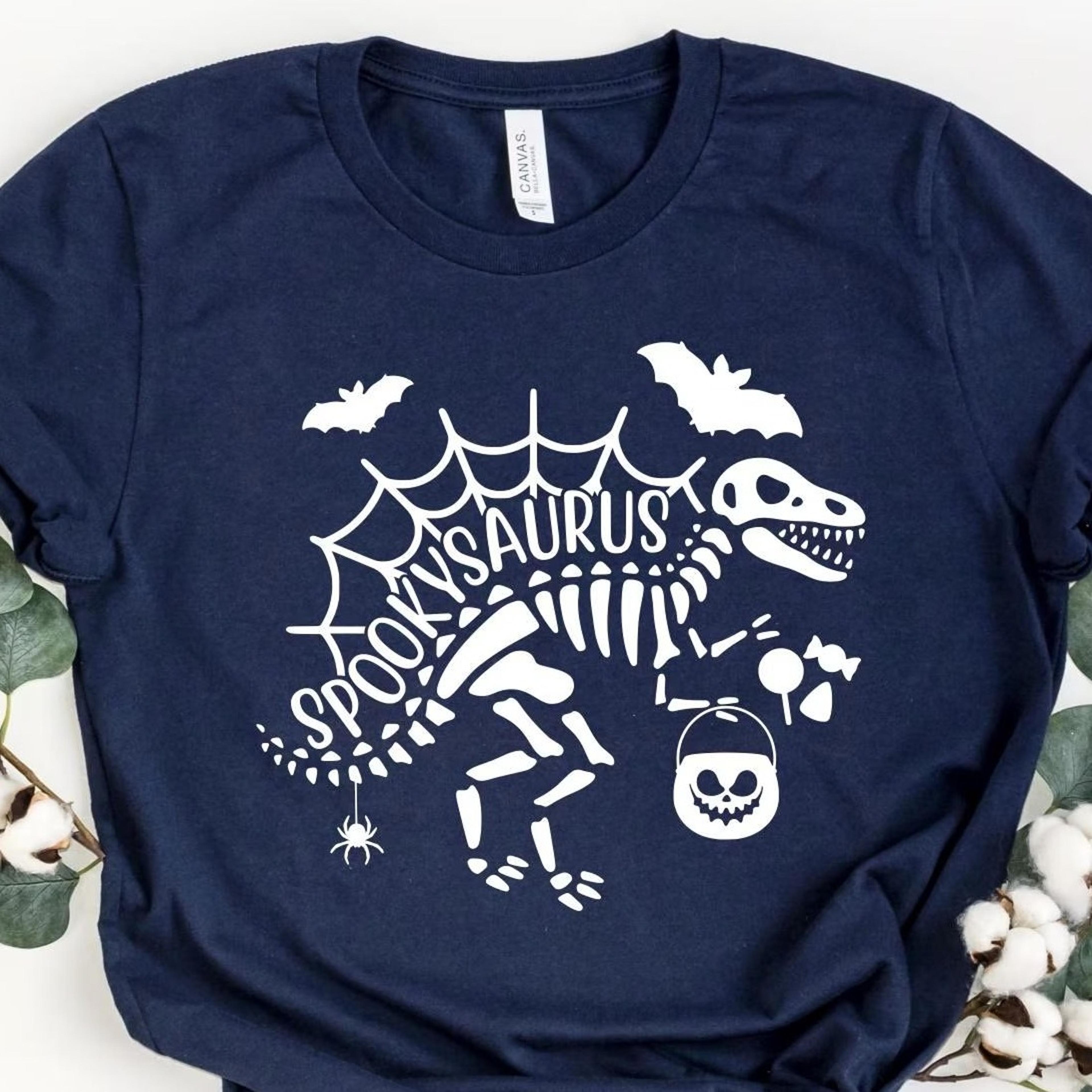 spooky dinosaur tee, dinosaur halloween tee, spooky saurus tee, halloween shirt, spooky shirt