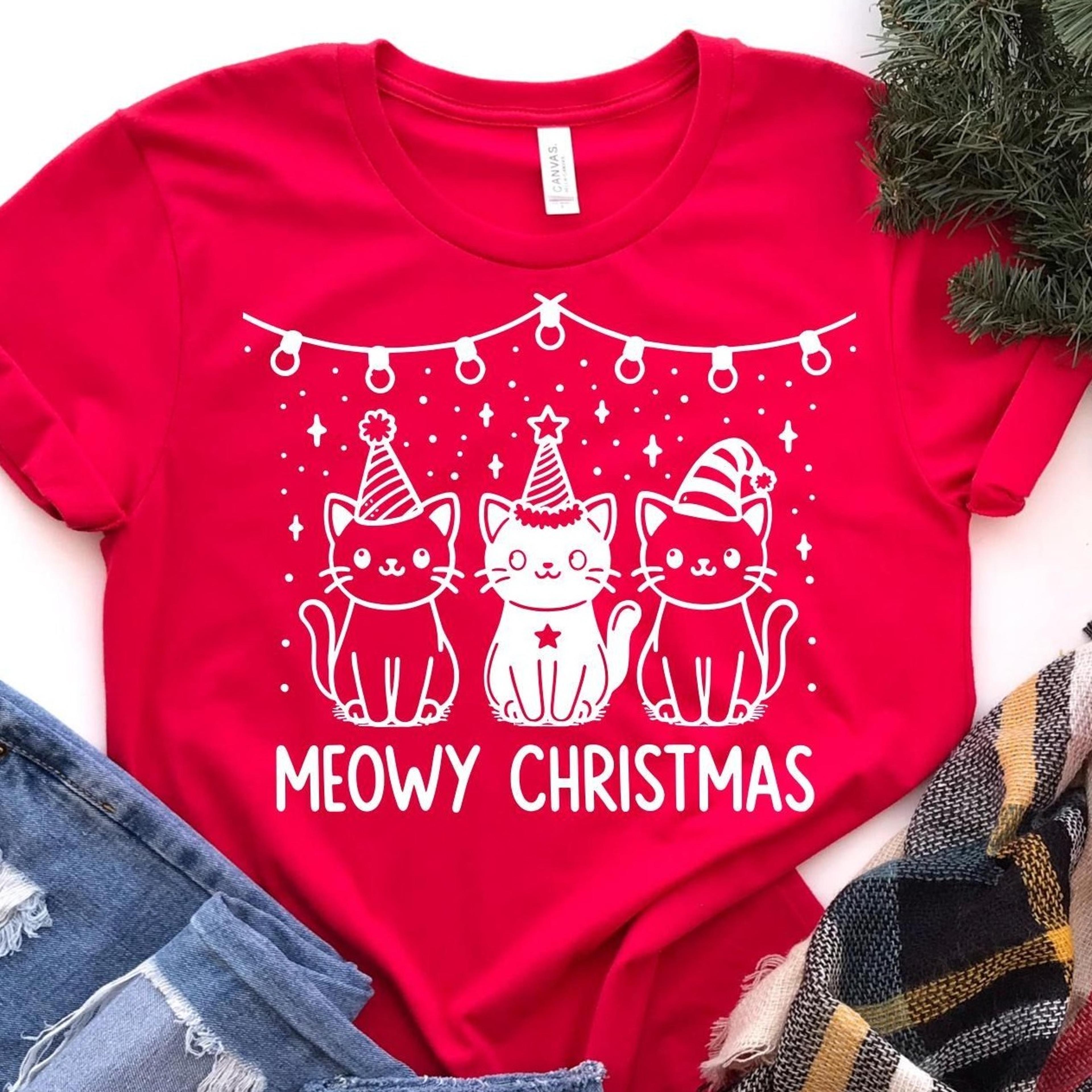meowy christmas shirt, christmas cat shirt, christmas meowy shirt, cute christmas cat shirt, christmas cat tee, cat love