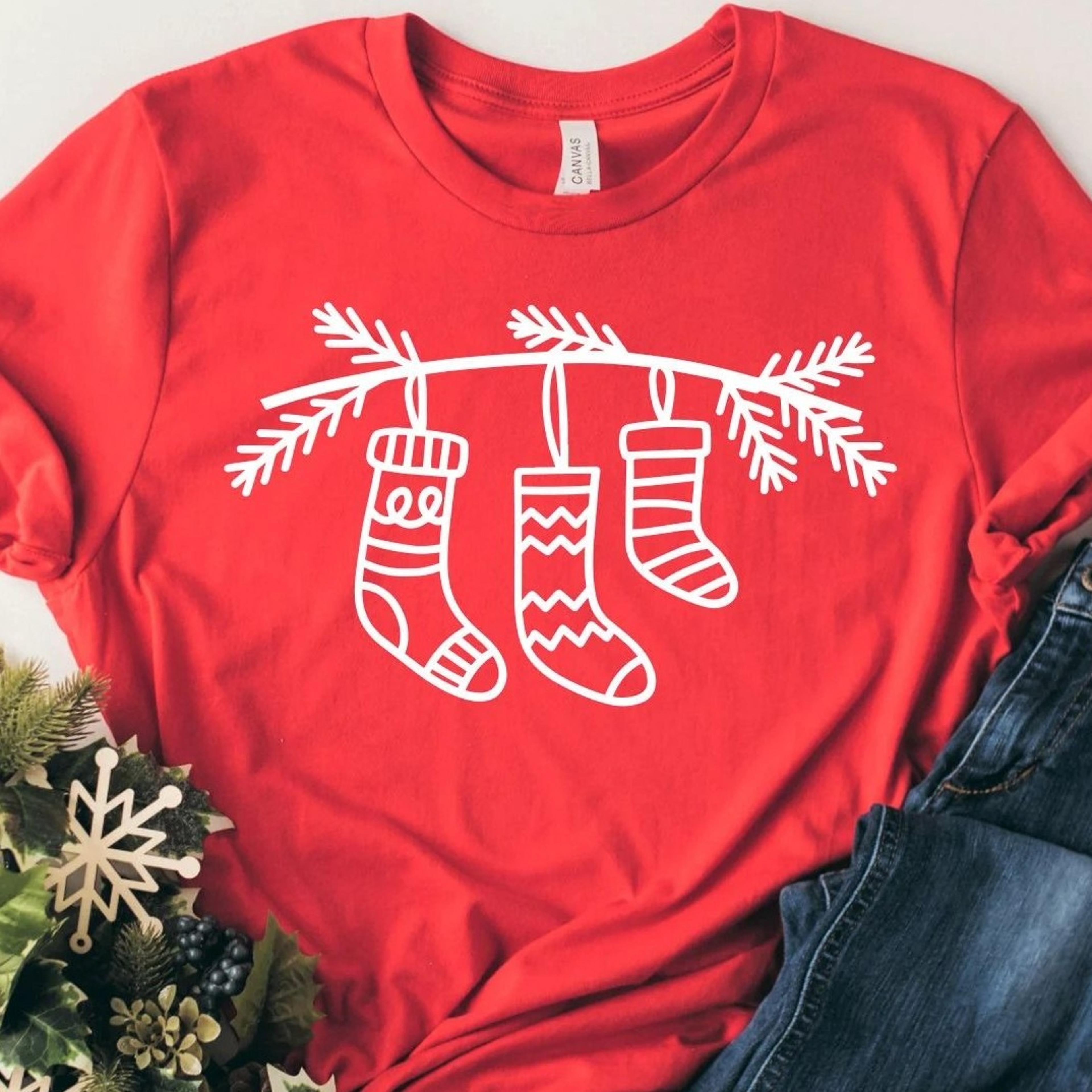 christmas stockings shirt, christmas socks shirt, santa's stockings shirt, hand drawn stockings tee, christmas stocking