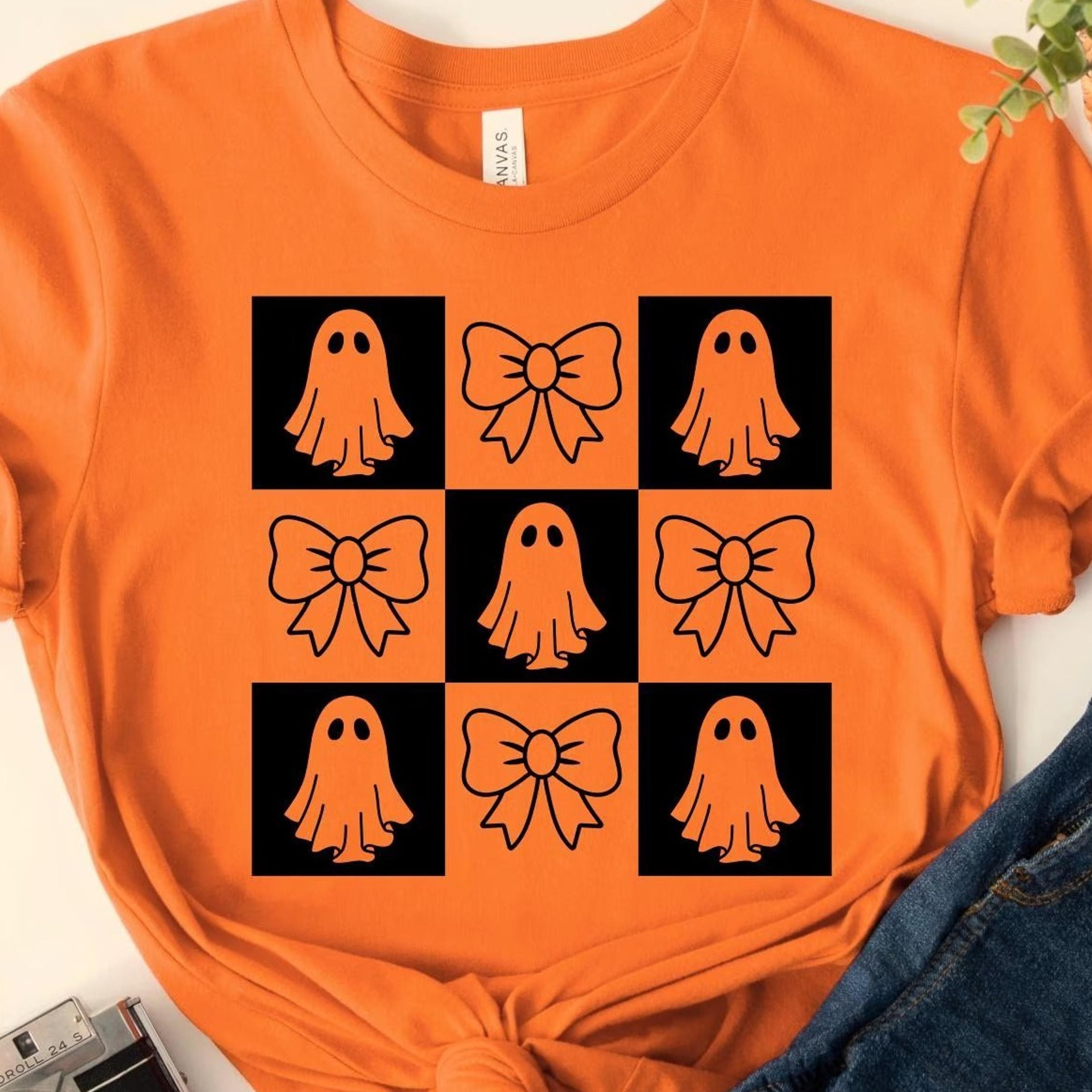 checkered ghost shirt, retro checkered ghost tee, coquette halloween shirt, distressed halloween shirt