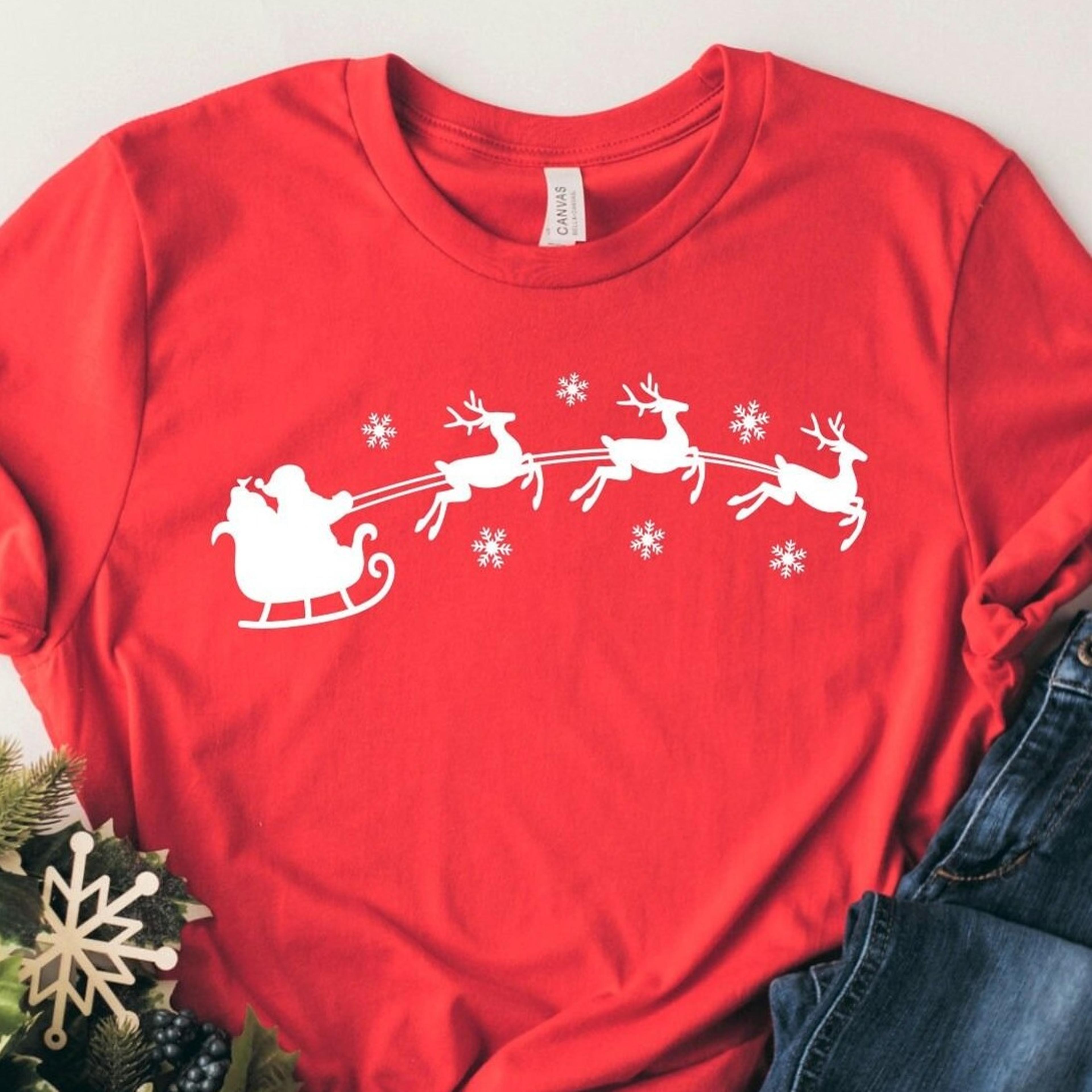 santa's sleigh shirt, santa's reindeer sleigh shirt, santa's reindeer shirt, santa's sleigh in snow shirt