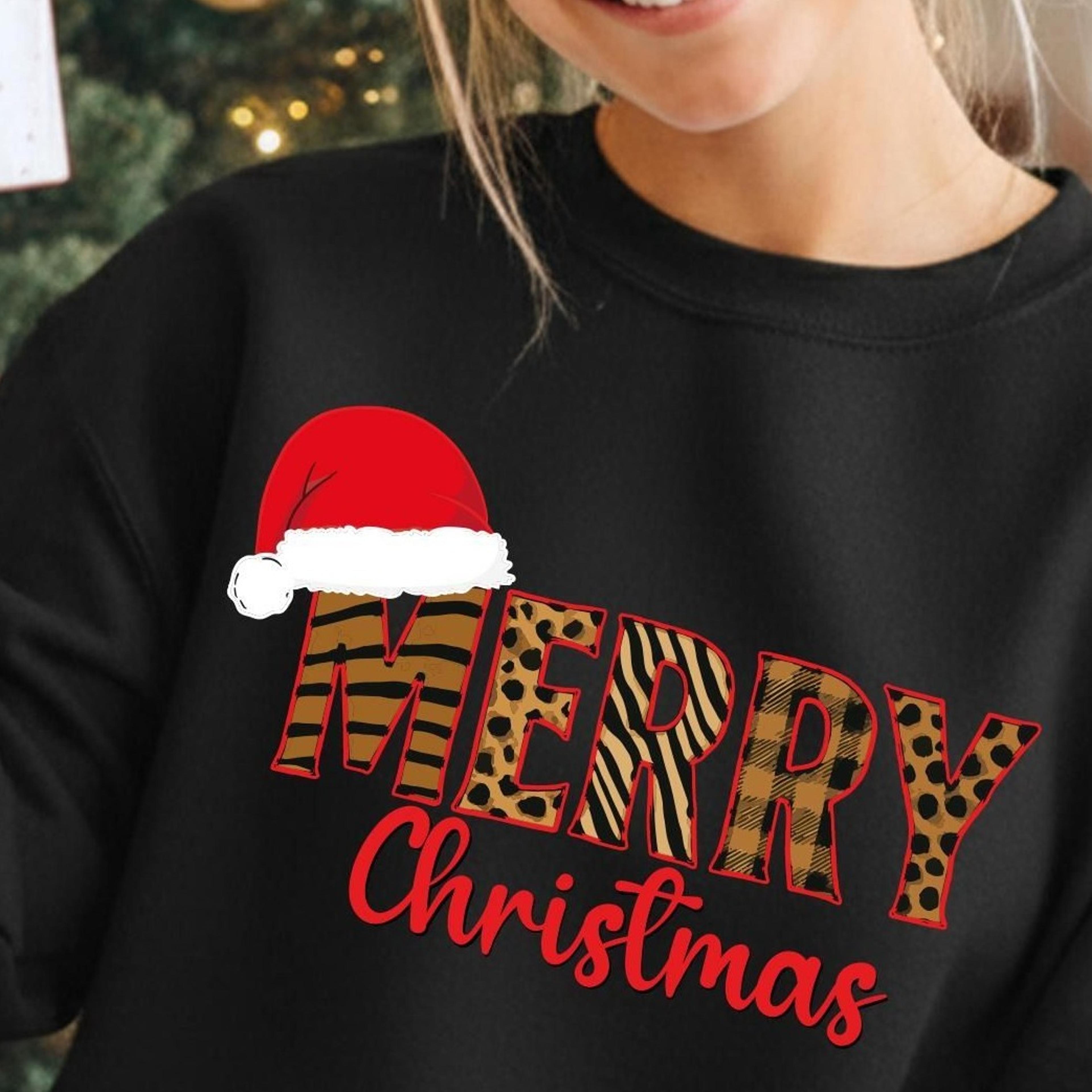 merry christmas family leopard sweatshirt, family matching xmas jumpers, merry christmas sweater, matching family