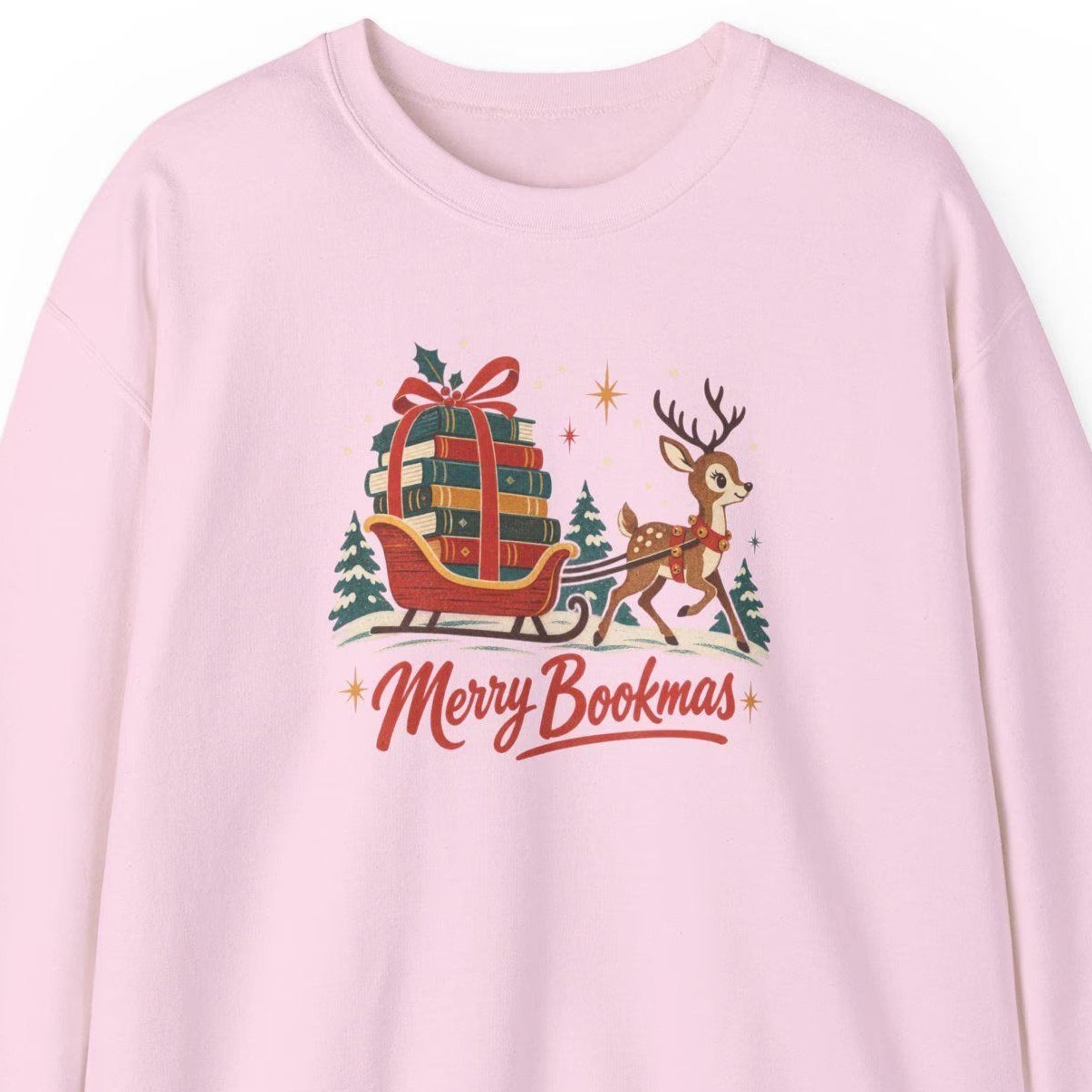 merry bookmas sweatshirt, vintage reindeer sleigh book shirt, retro christmas reader sweater, book lover holiday gift
