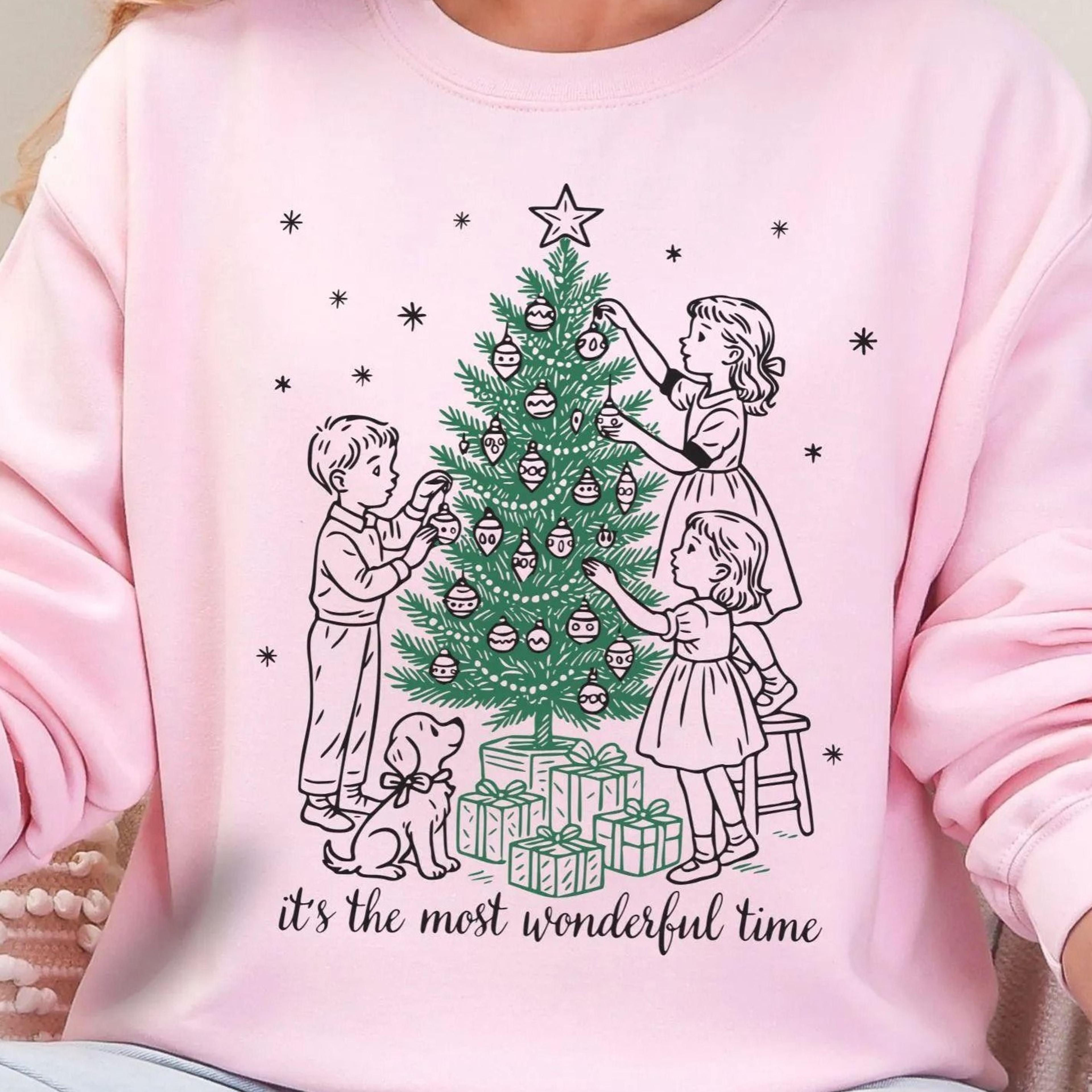 vintage christmas tree sweatshirt cute holiday sweater cozy winter hoodie retro christmas shirt most wonderful time pull