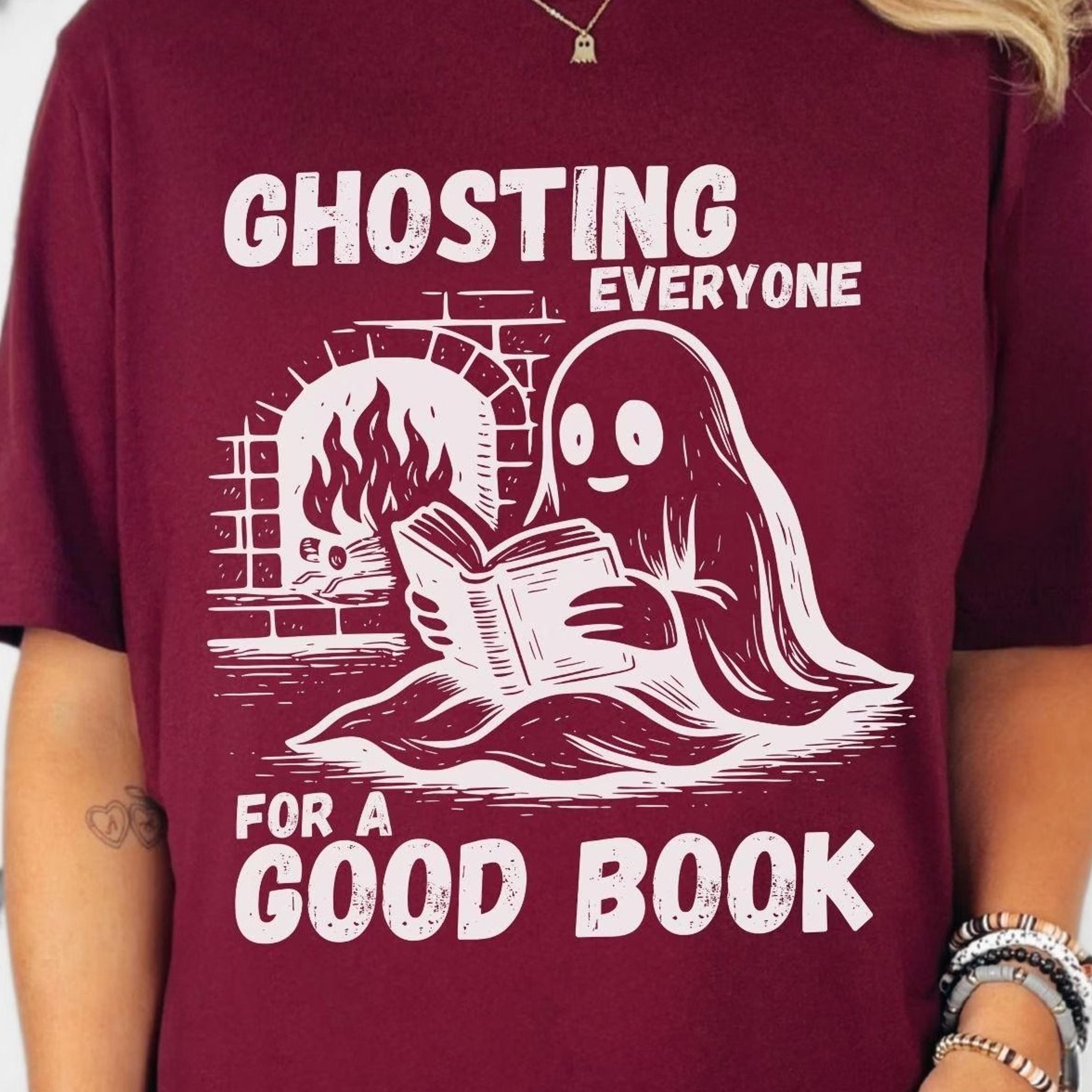 ghosting everyone for a good book sweatshirt halloween ghost reading shirt fall bookish sweater cute booklover gift
