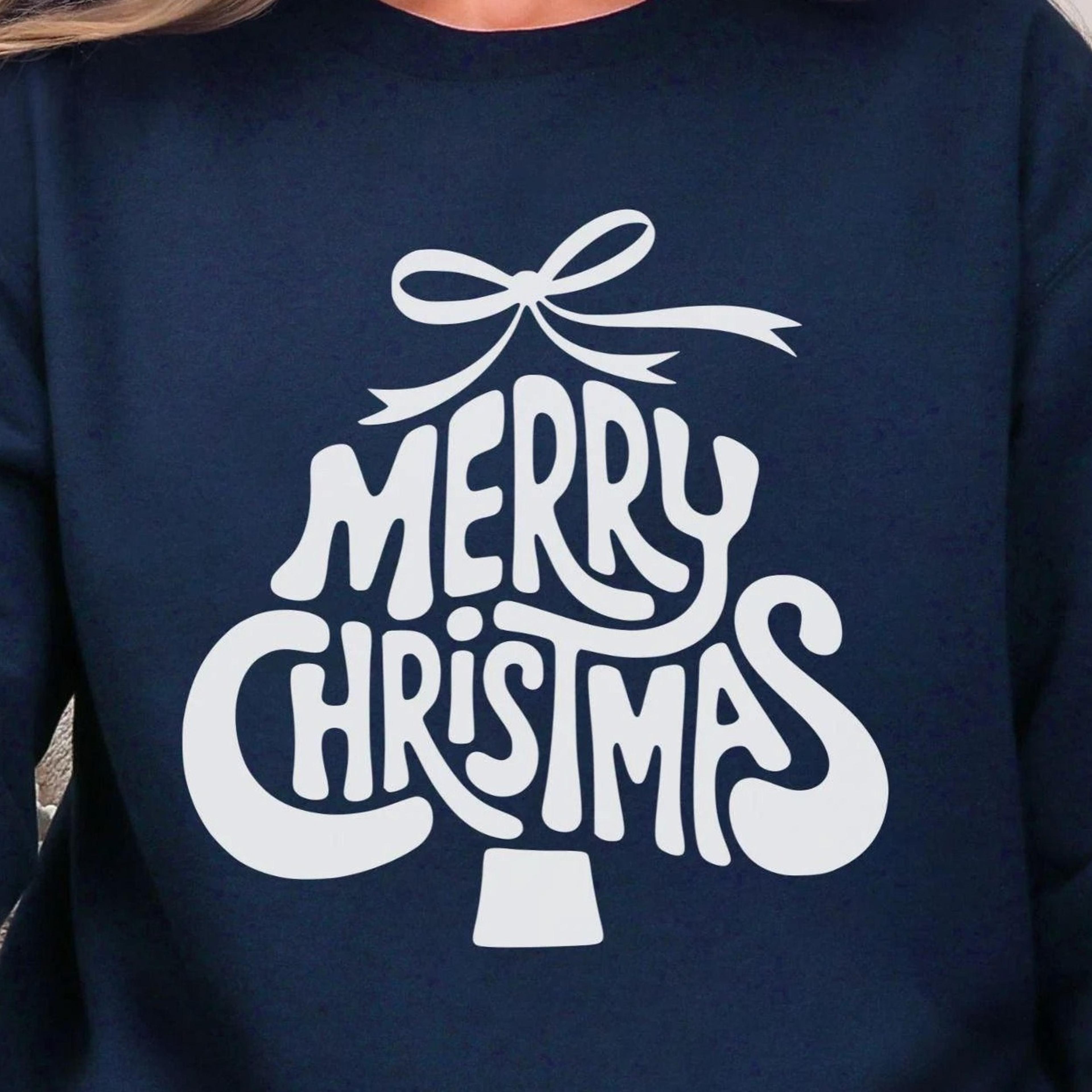 merry christmas tree sweatshirt cute holiday sweater cozy winter hoodie retro christmas shirt festive bow tree pullover
