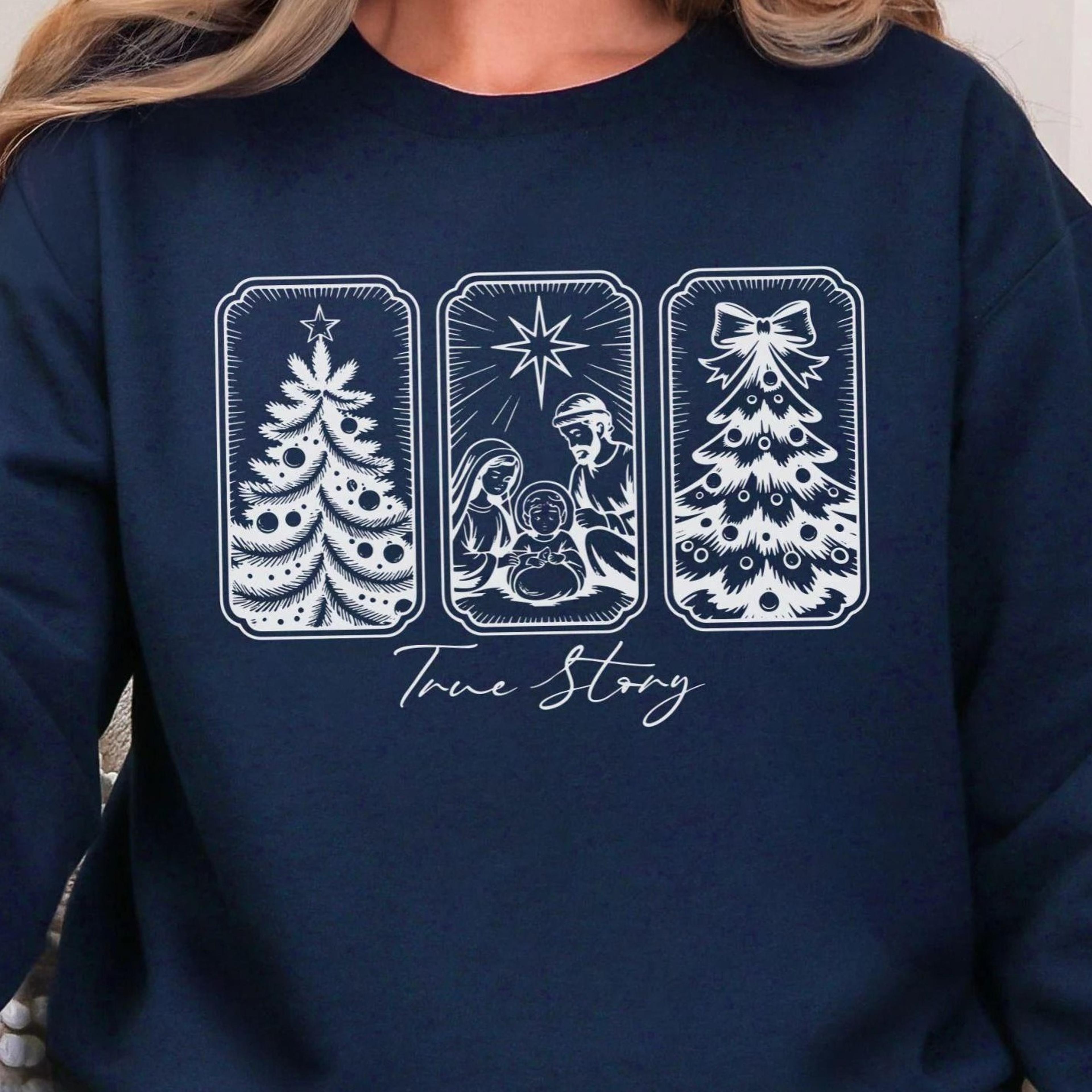 true story christmas sweatshirt christian nativity shirt jesus birth sweater faith xmas hoodie religious holiday