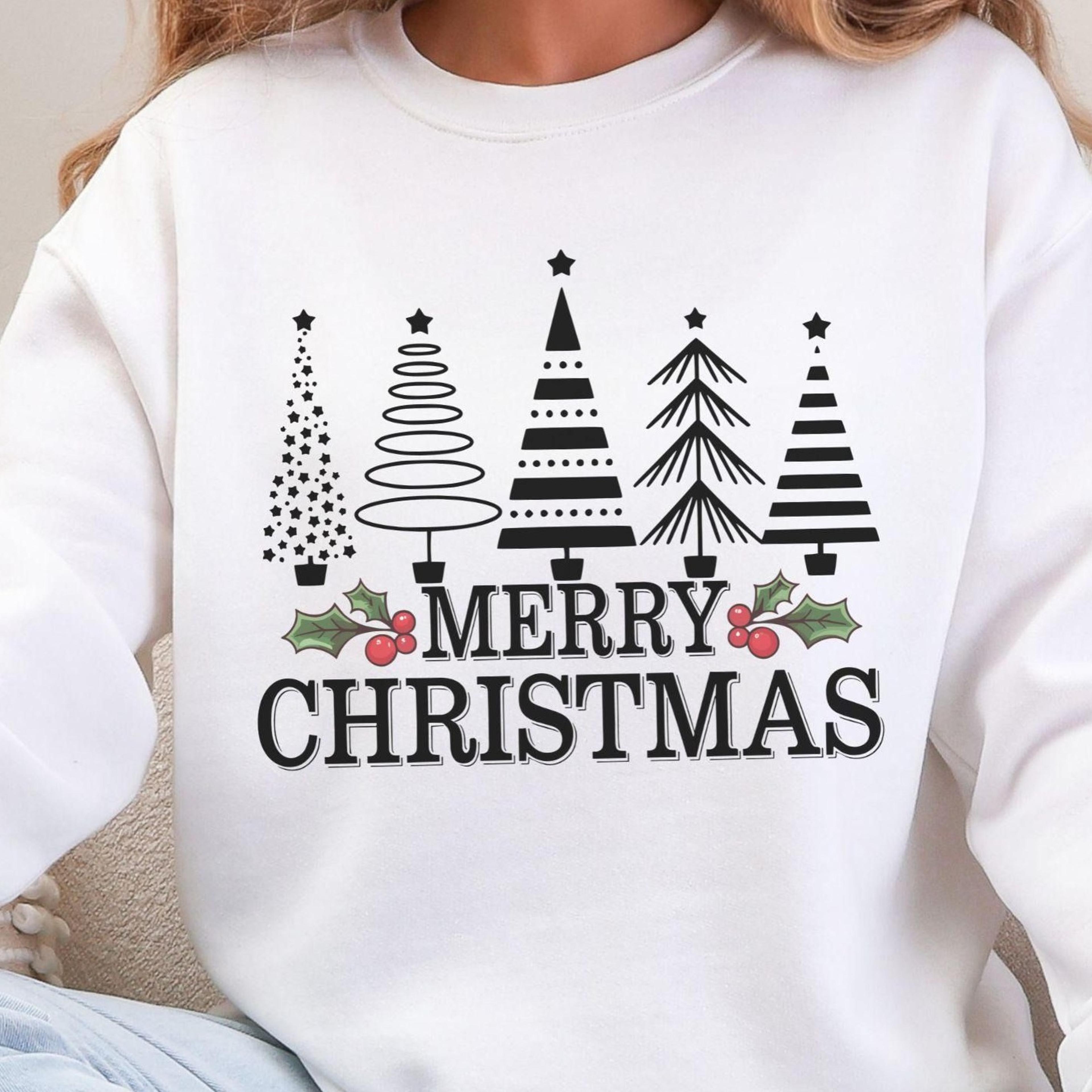 merry christmas tree sweatshirt xmas gift for women pine tree sweater winter holiday shirt cozy christmas hoodie cute