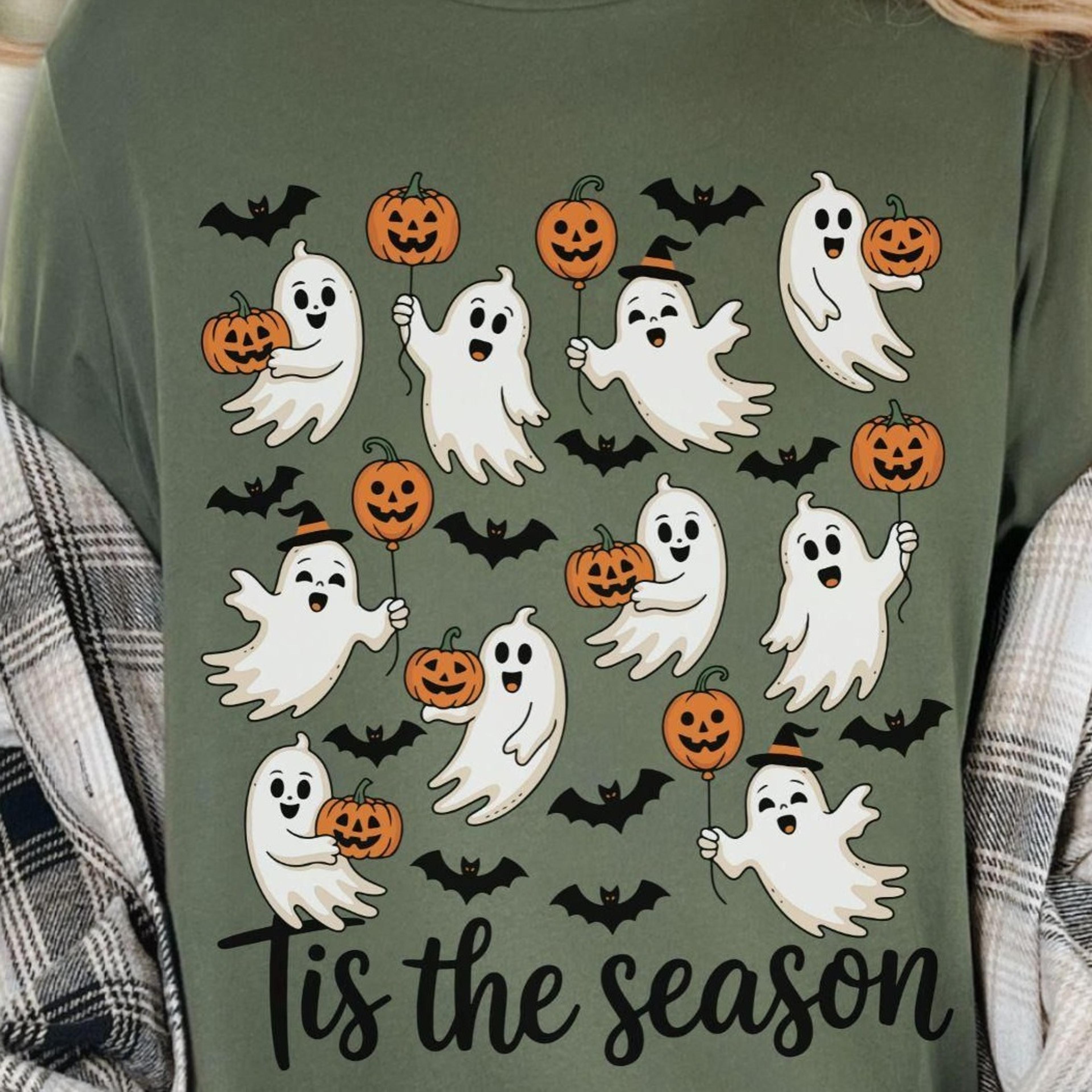 tis the season shirt cute ghost pumpkin sweatshirt retro halloween hoodie spooky season sweater