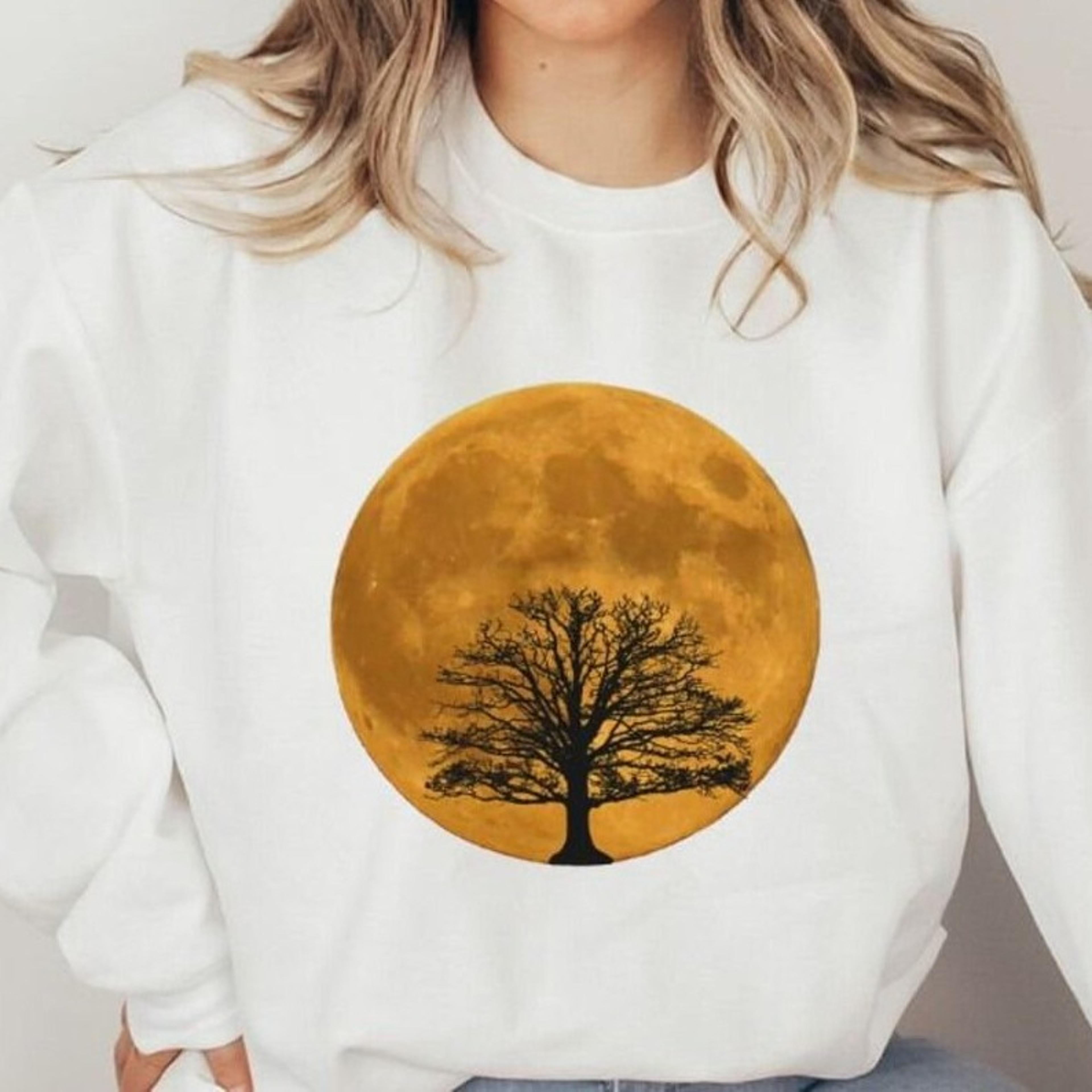forest moon sweater sweatshirt, moon jumper, buddhism tee, meditation shirt, spiritualism t-shirt, moon phase sweatshirt