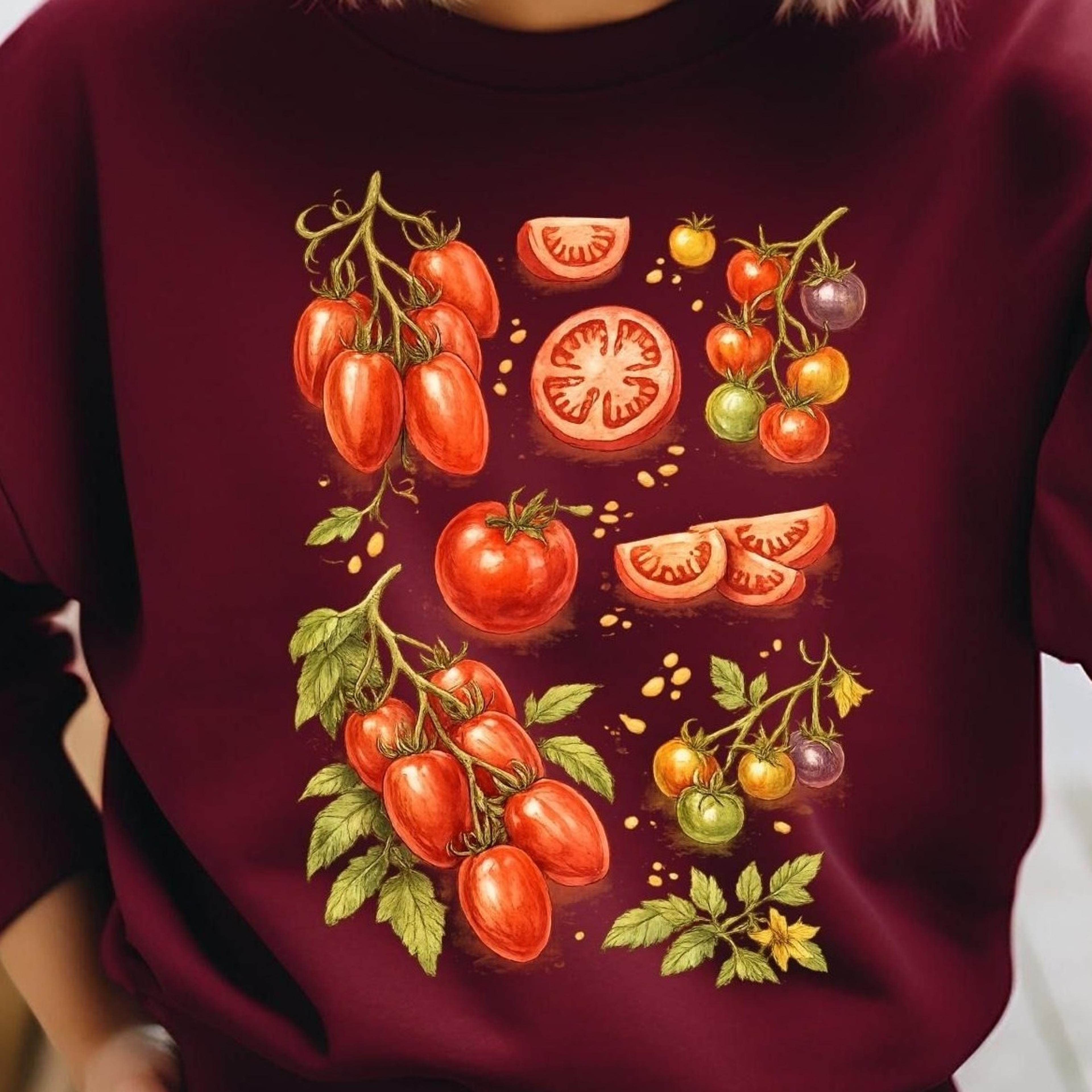 botanical tomato sweatshirt, cottagecore hoodie, garden lover t-shirt, tomato print, vintage botanical illustration