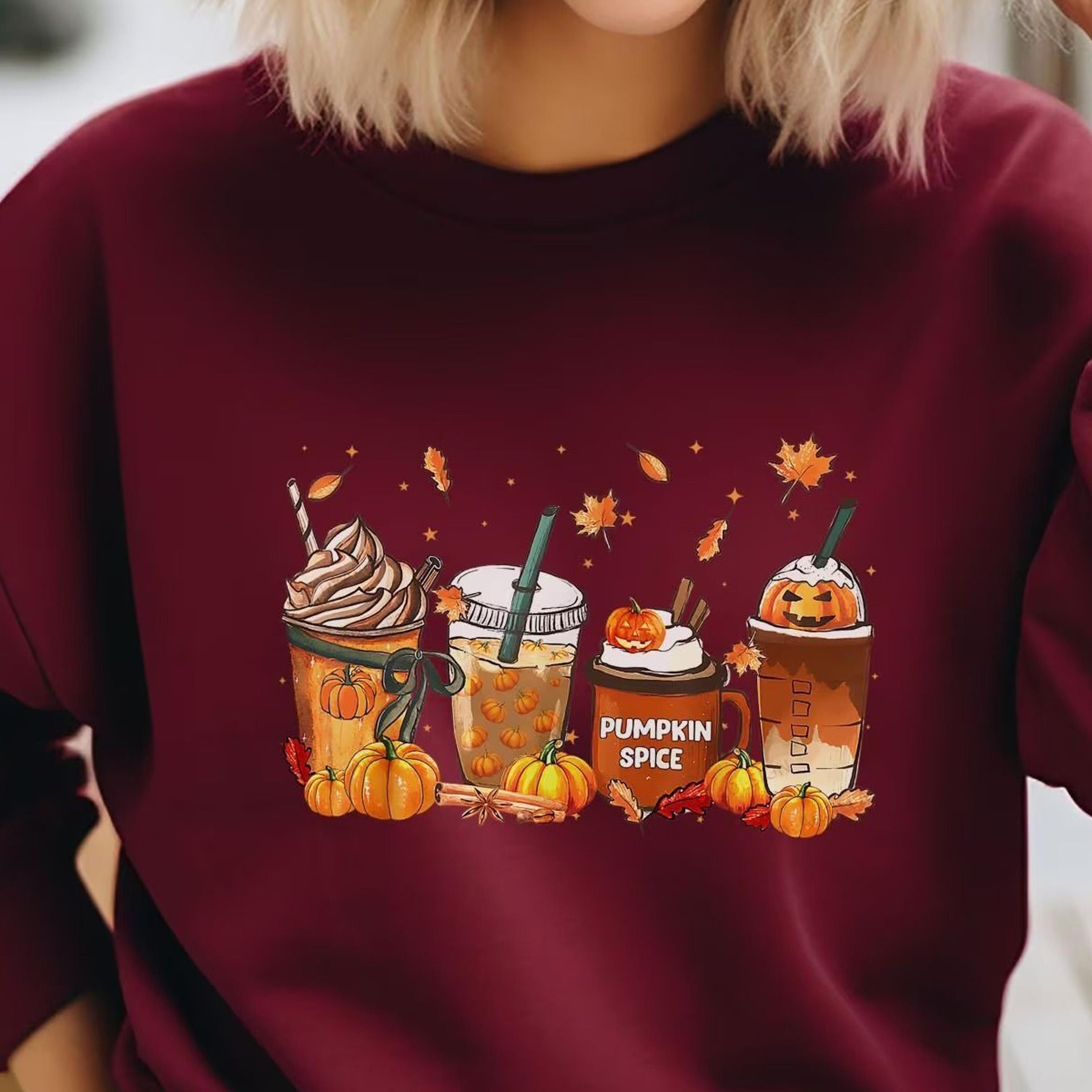 fall coffee shirt, cute halloween pumpkin t-shirt, thanksgiving sweatshirt, autumn latte hoodie, cozy chic pullover
