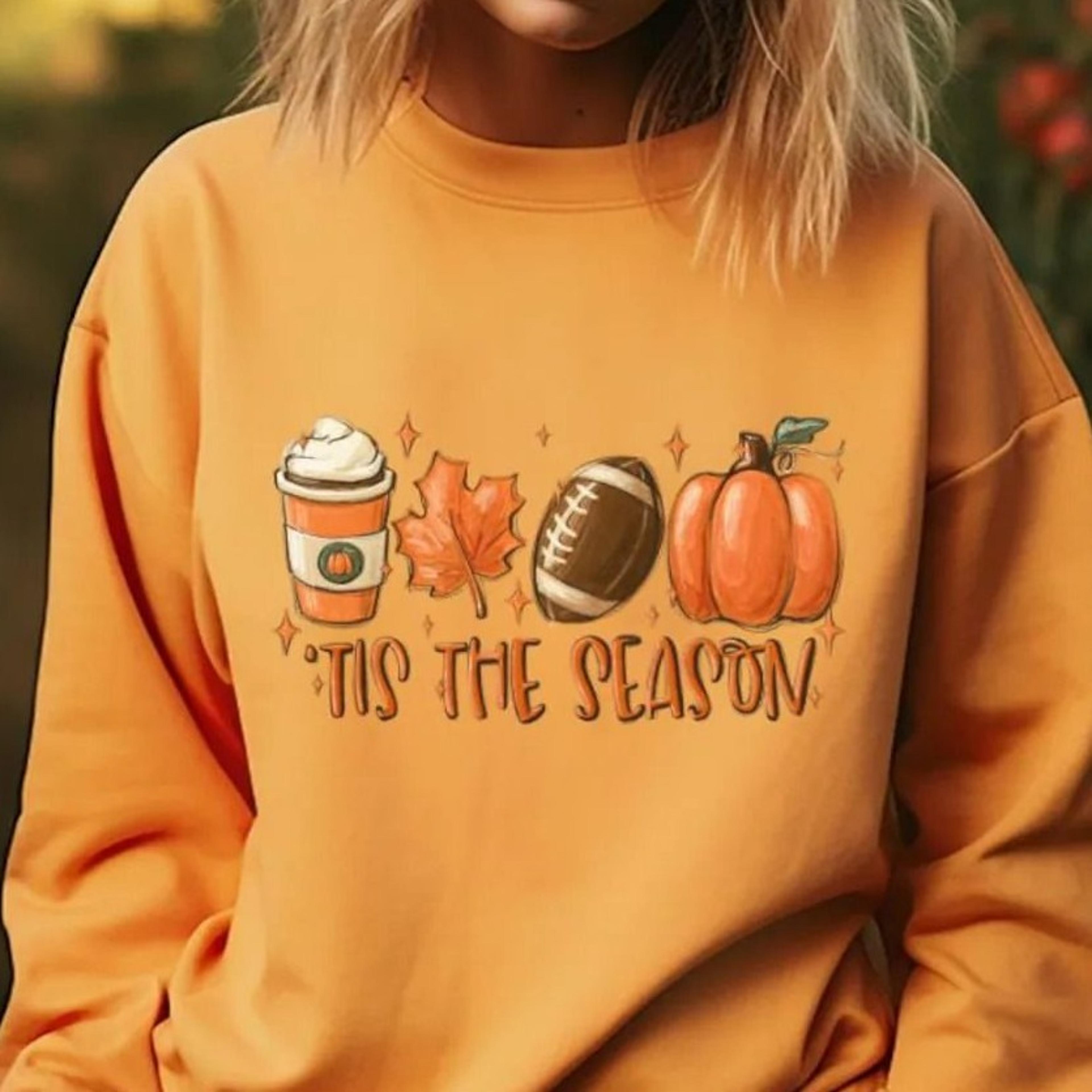 tis the season sweatshirt, fall coffee football, pumpkin spice crewneck, autumn cozy t-shirt
