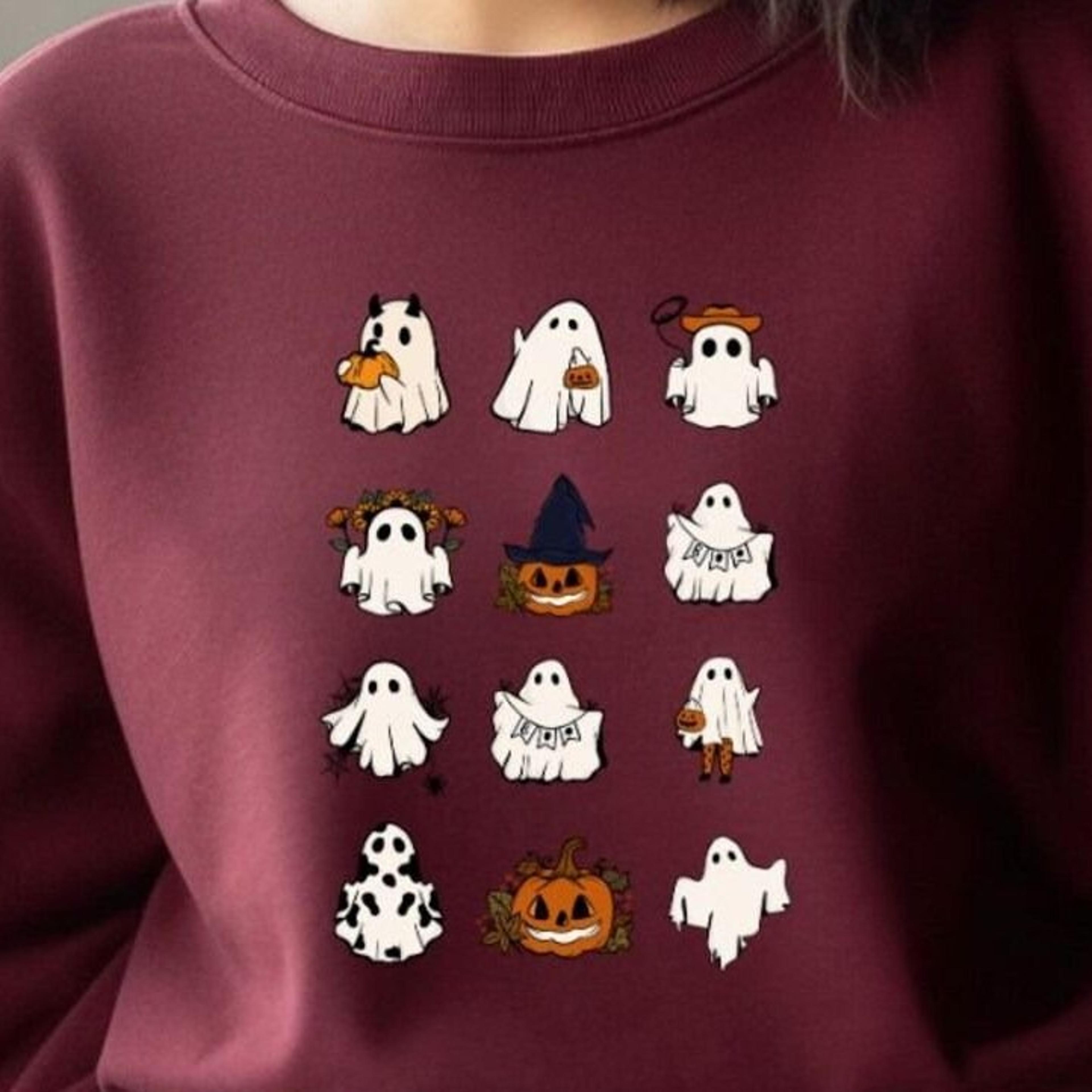 retro halloween ghost sweatshirt, cottagecore ghouls , vintage pumpkin t-shirt, matching family halloween tee
