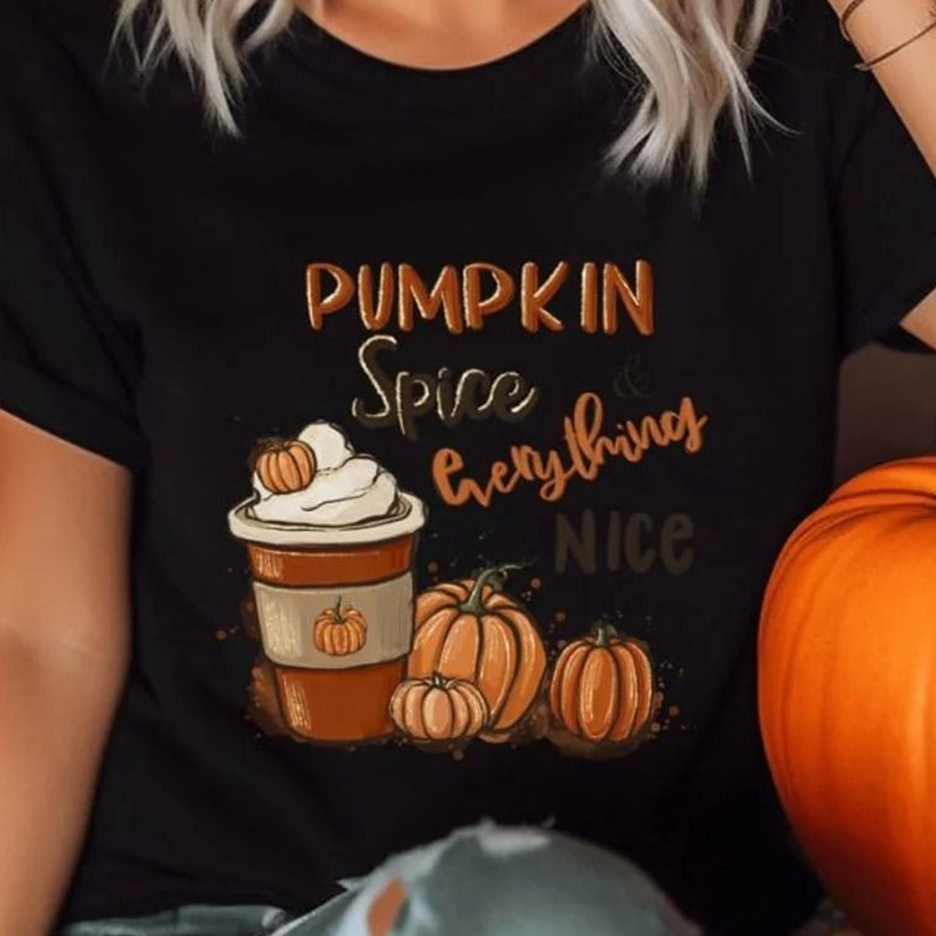 pumpkin spice and everything nice shirt, cute fall t-shirt, autumn , cozy coffee sweatshirt, fall gift, pumpkin
