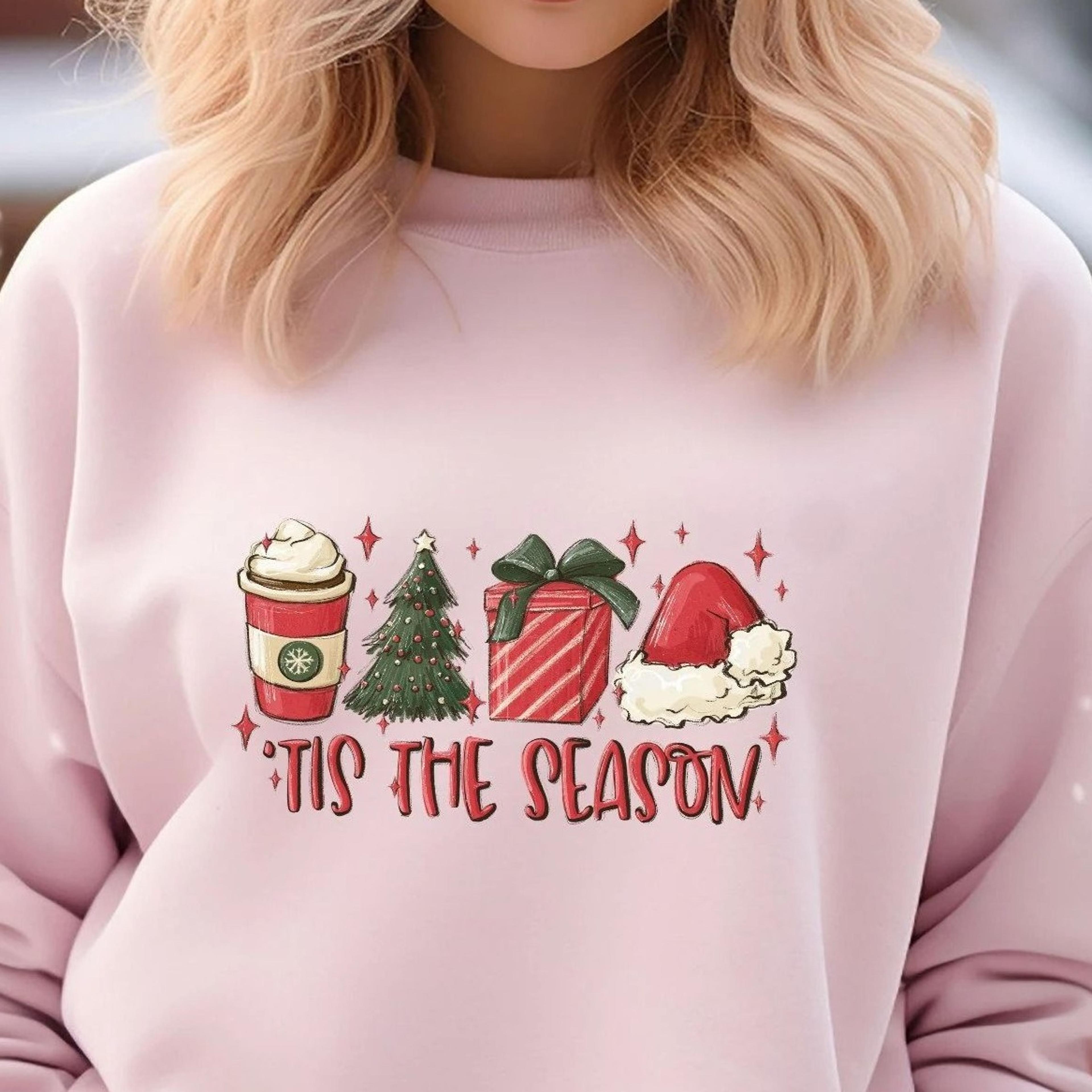 tis the season sweatshirt, christmas coffee tee shirt, merry christmas tops, cute winter hoodie, christmas gift sweater