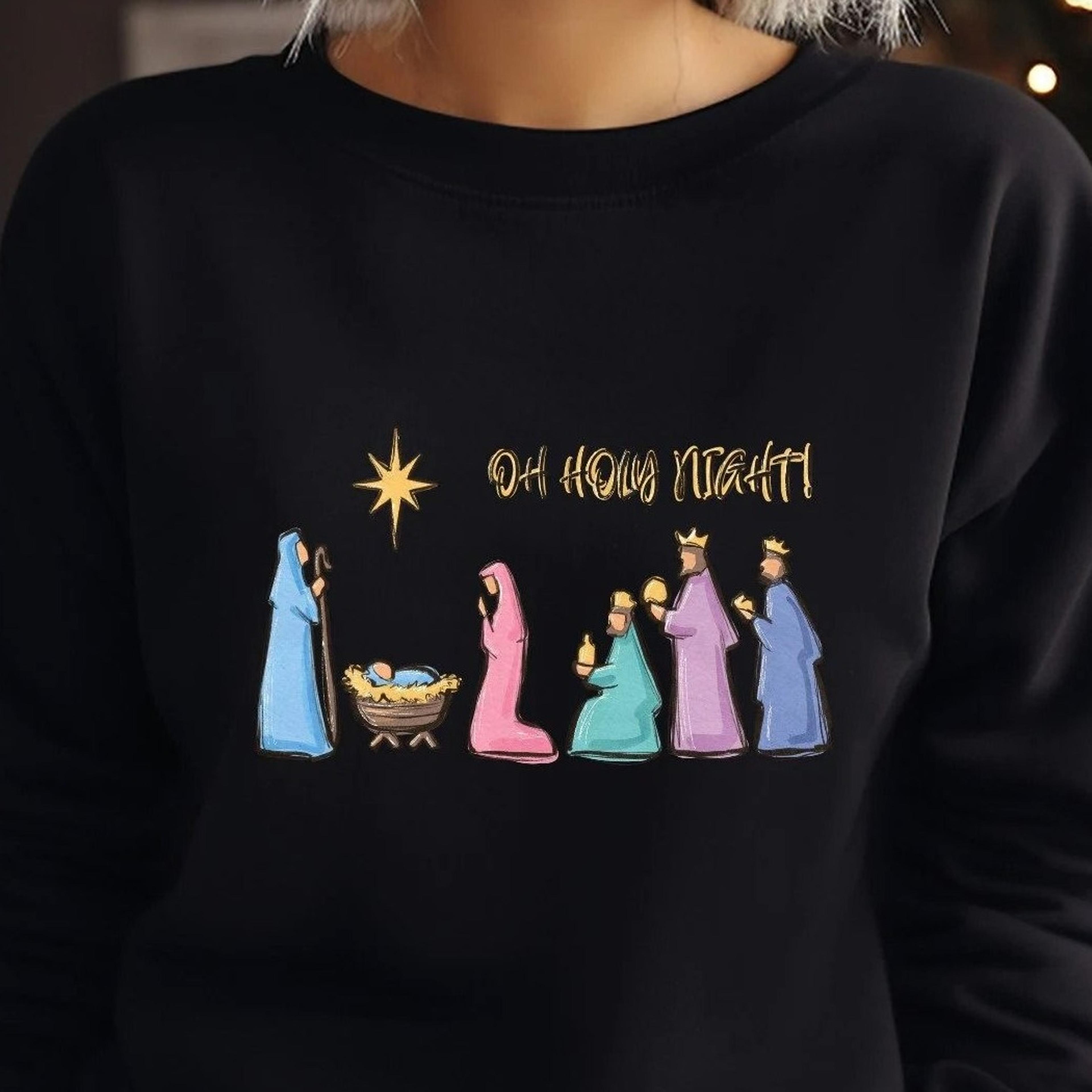 christmas nativity shirt, holy night faith tee, christian gift, religious christmas sweater, jesus nativity ,