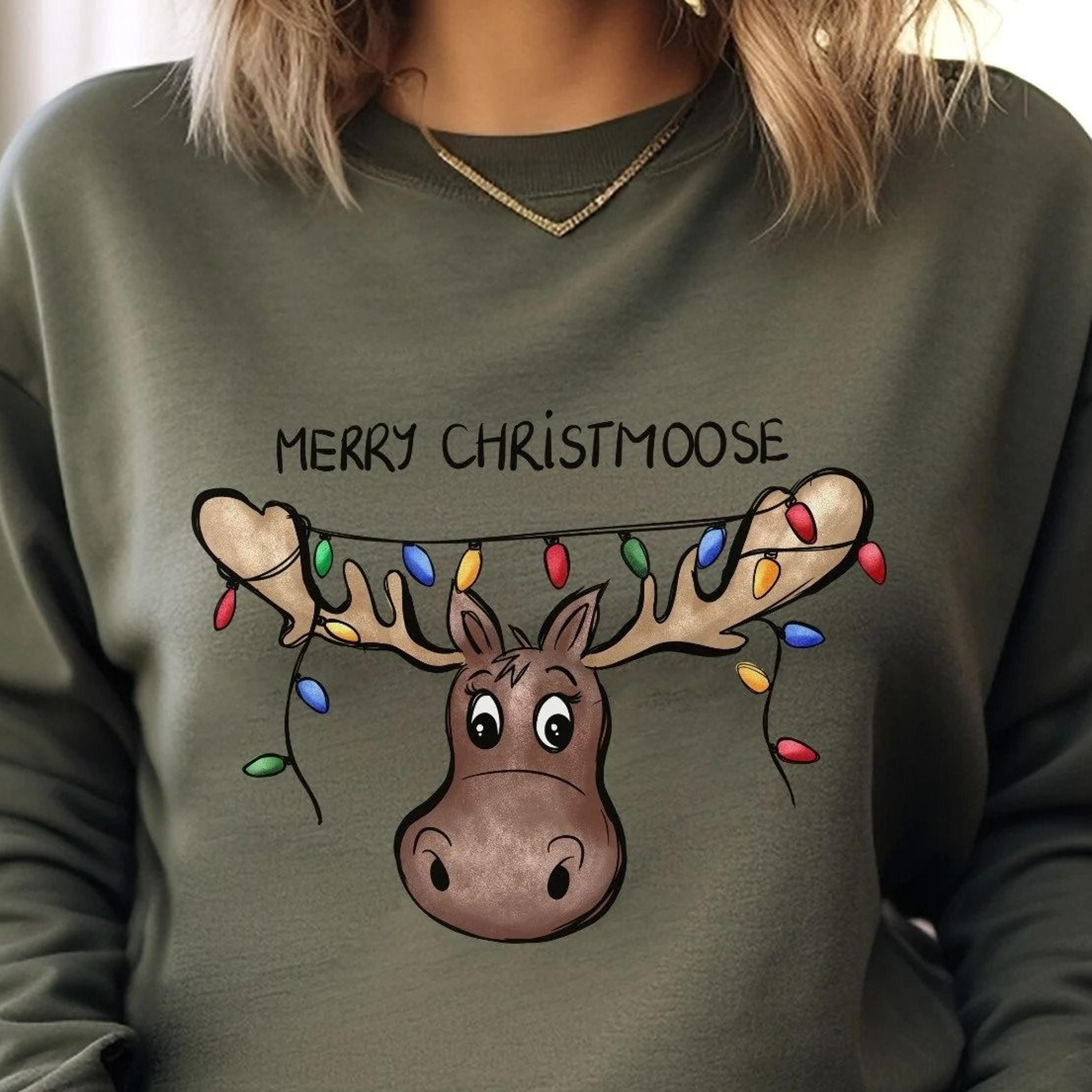 christmas moose sweatshirt, reindeer christmas sweater, moose christmas crewneck, moose lover , christmas animals