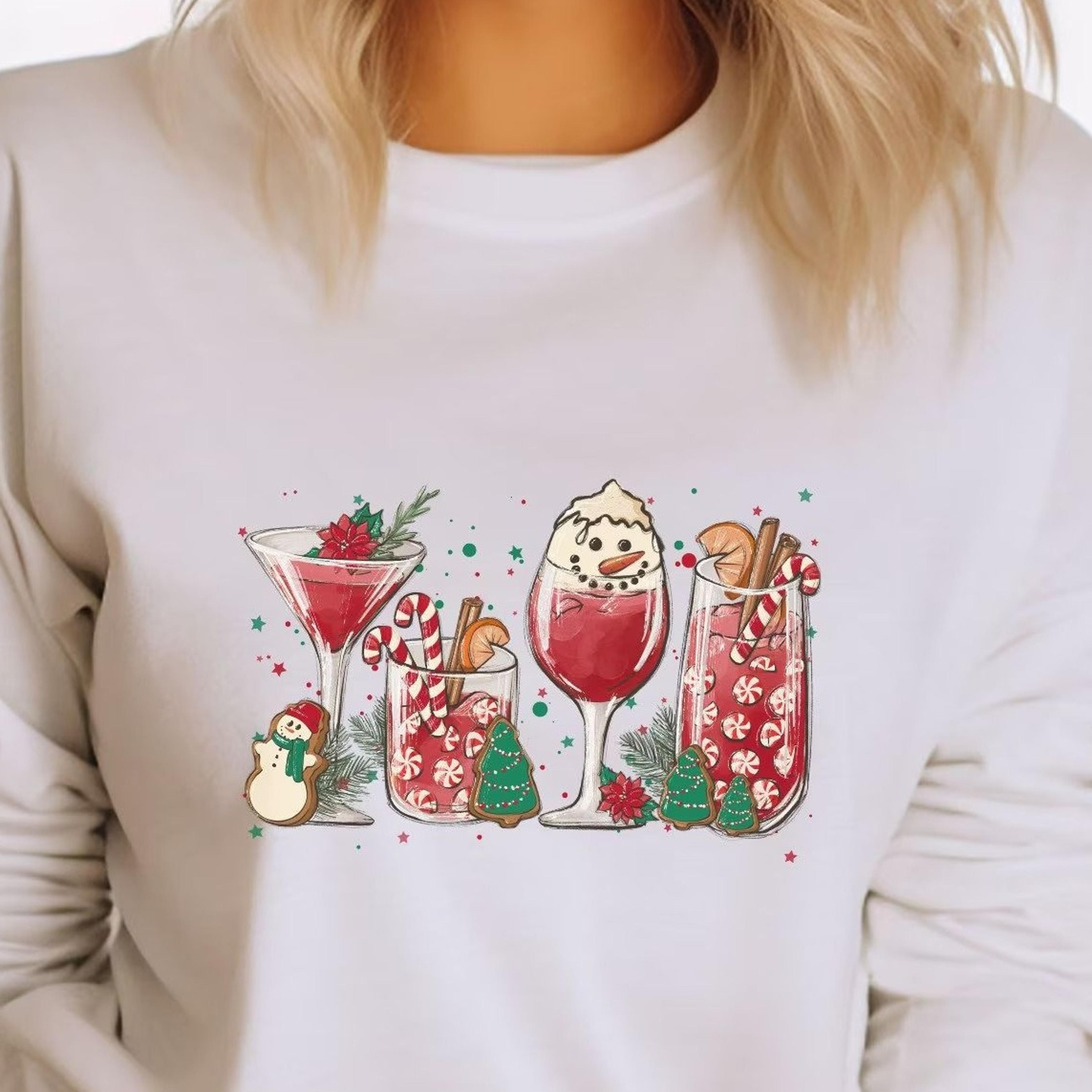 christmas wine glasses sweatshirt, funny xmas sweater, wine lover , christmas party tee, womens xmas gift