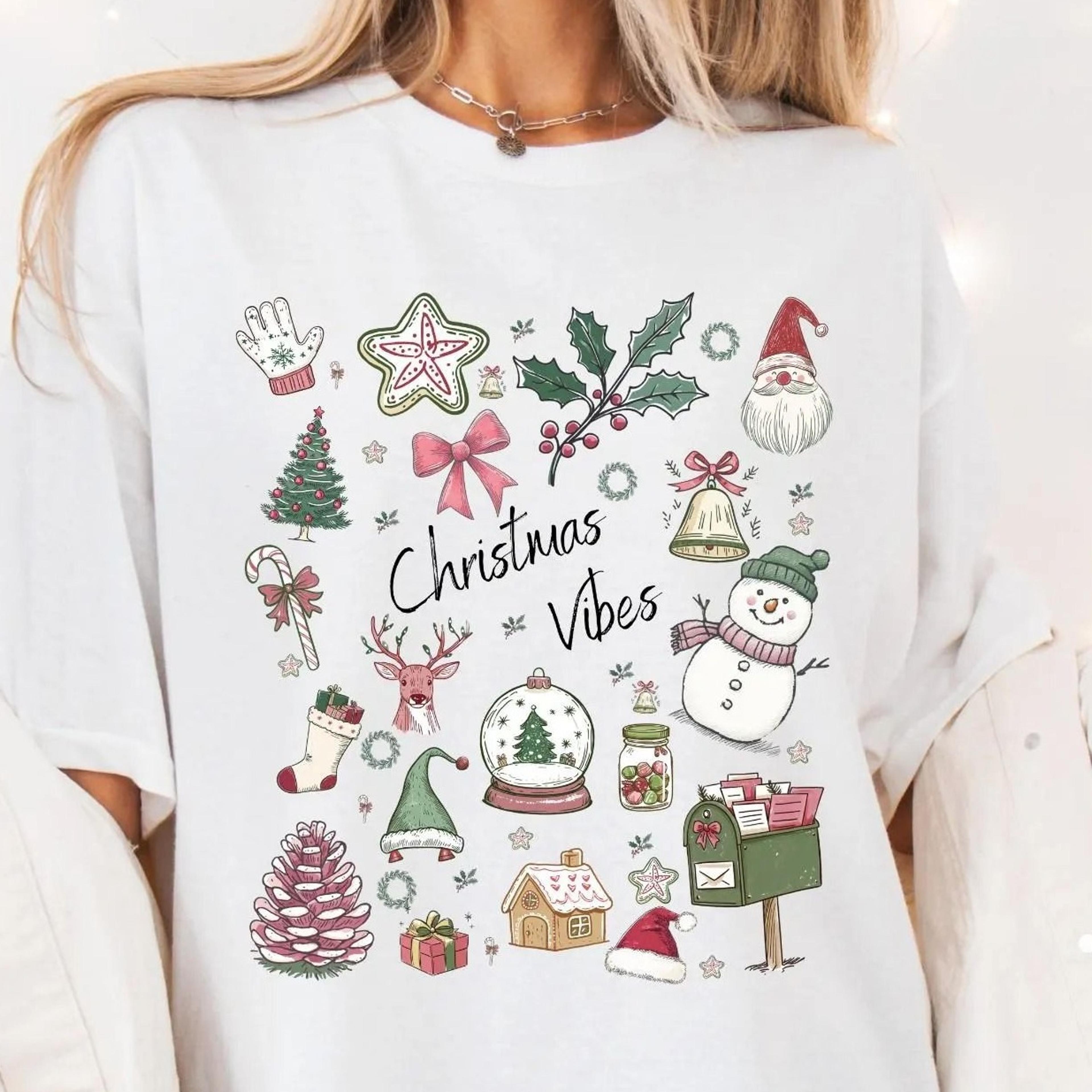 christmas vibes sweatshirt, cozy holiday , cute xmas t-shirt, baking cookies santa gift, festive winter outfit