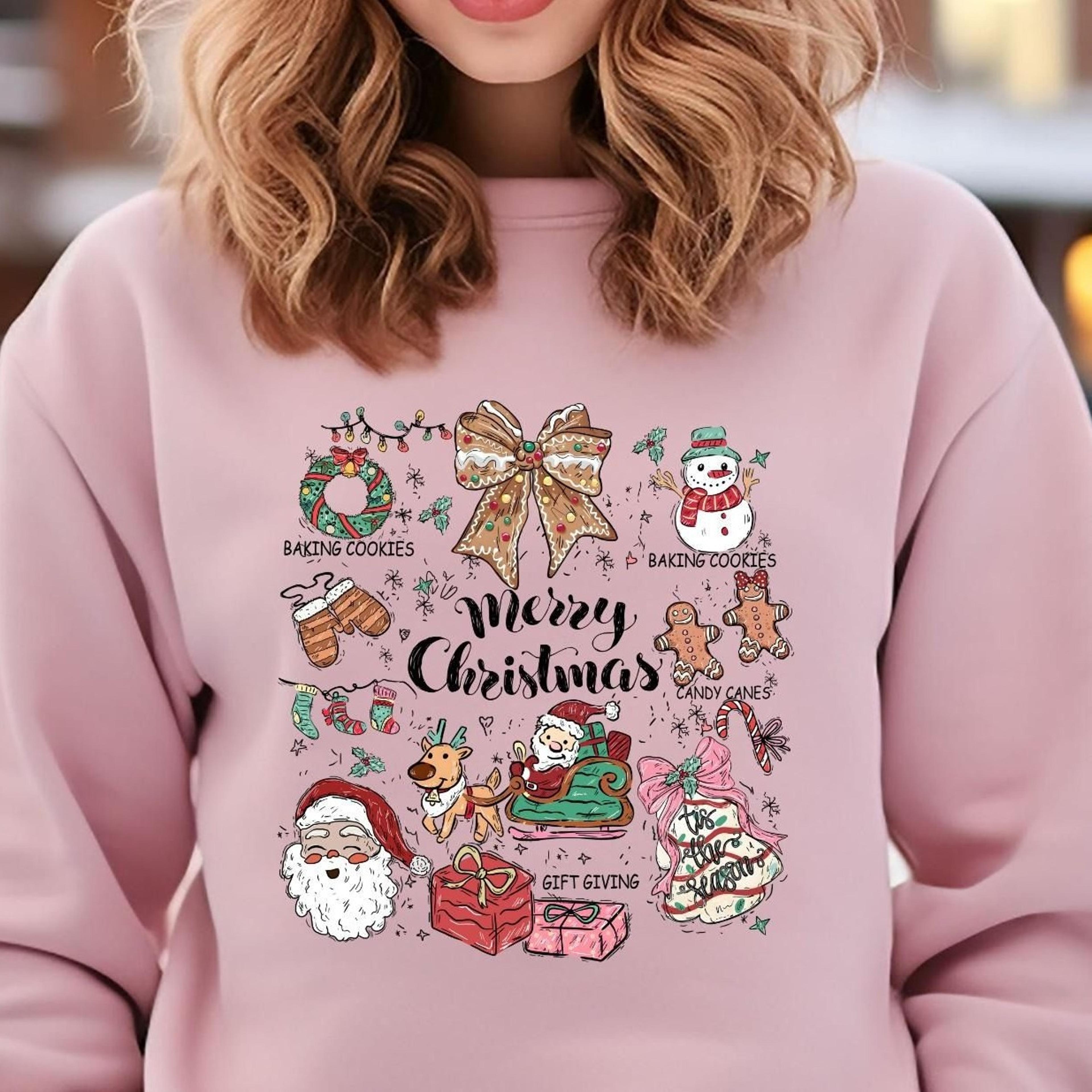 merry christmas sweatshirt, cozy holiday , cute xmas t-shirt, baking cookies santa gift, festive winter outfit